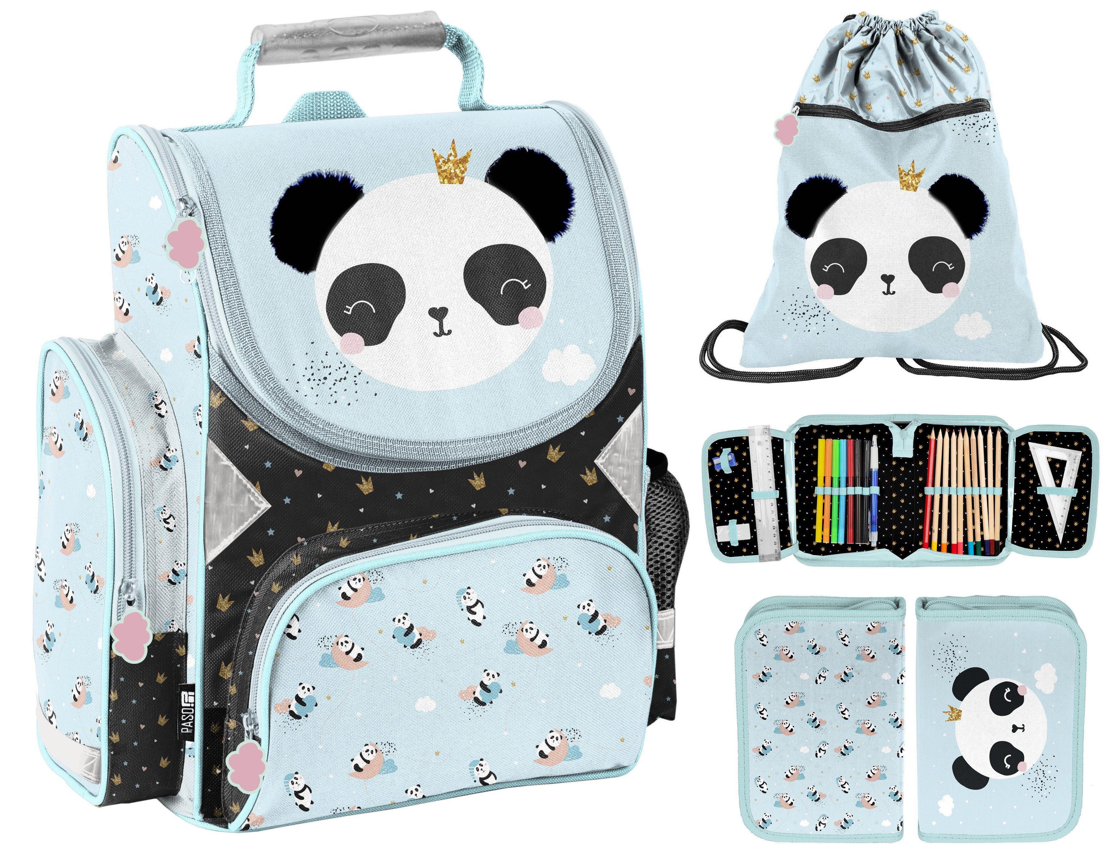 PASO Schulranzen Set 3 teilig Tornister Cars Elsa Einhorn Gamer Nasa Fußball Spiderman (3 er Set)