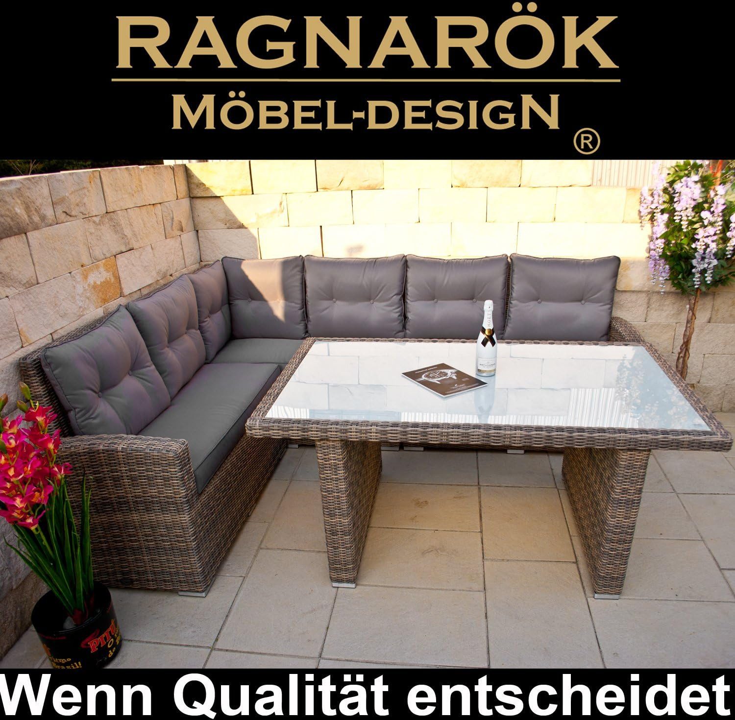 Ragnarök Möbel-Design Gartenlounge-Set Dining Lounge Wieland M, (Set, Eckso günstig online kaufen