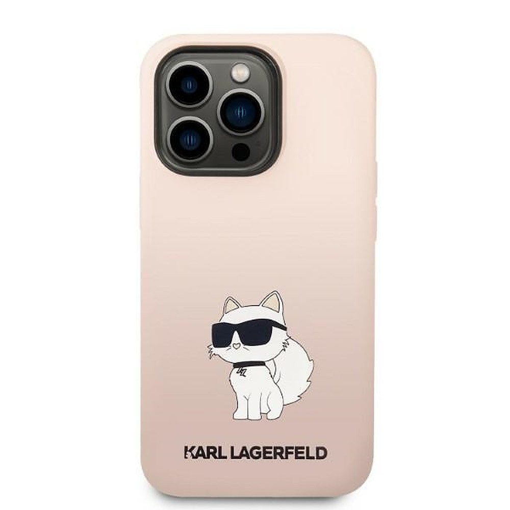 KARL LAGERFELD Handyhülle Schutzhülle Smartphonehülle Rückschale 6,1 Zoll, Choupette-Motiv, Mikrofaserfutter, passgenau