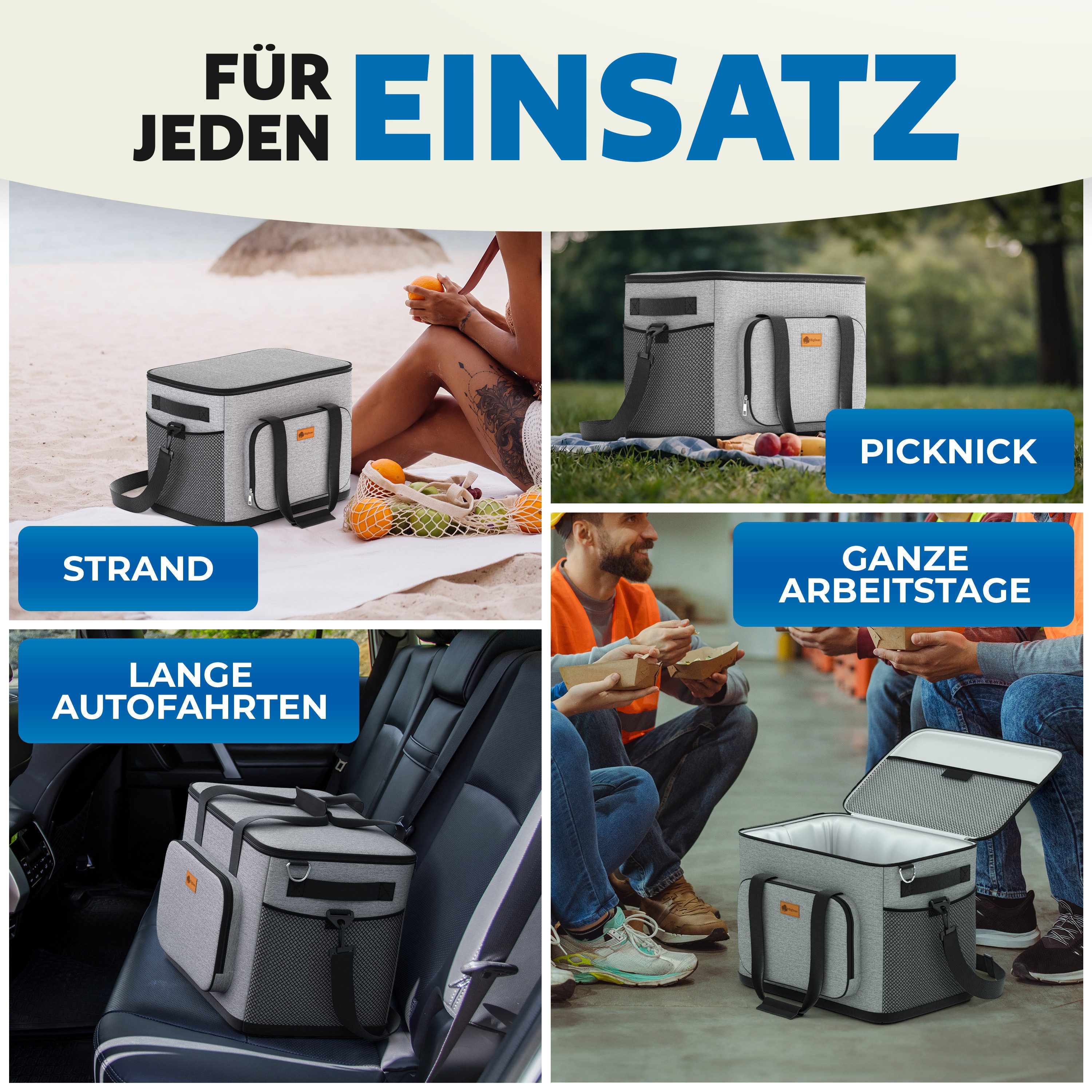 BigDean Thermobehälter BigDean 30L Kühltasche auslaufsicher & wasserdicht 5h Kühldauer, Oxford-Gewebe, (Packung, 1-tlg., Kühltasche), Kompakt, Robust, Pflegeleicht, Verstärkter Boden