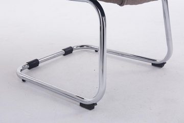 TPFLiving Besucherstuhl Basket Two mit hochwertig gepolsterter Sitzfläche - Konferenzstuhl (Küchenstuhl - Esszimmerstuhl - Wohnzimmerstuhl), Gestell: Metall chrom - Sitzfläche: Stoff taupe