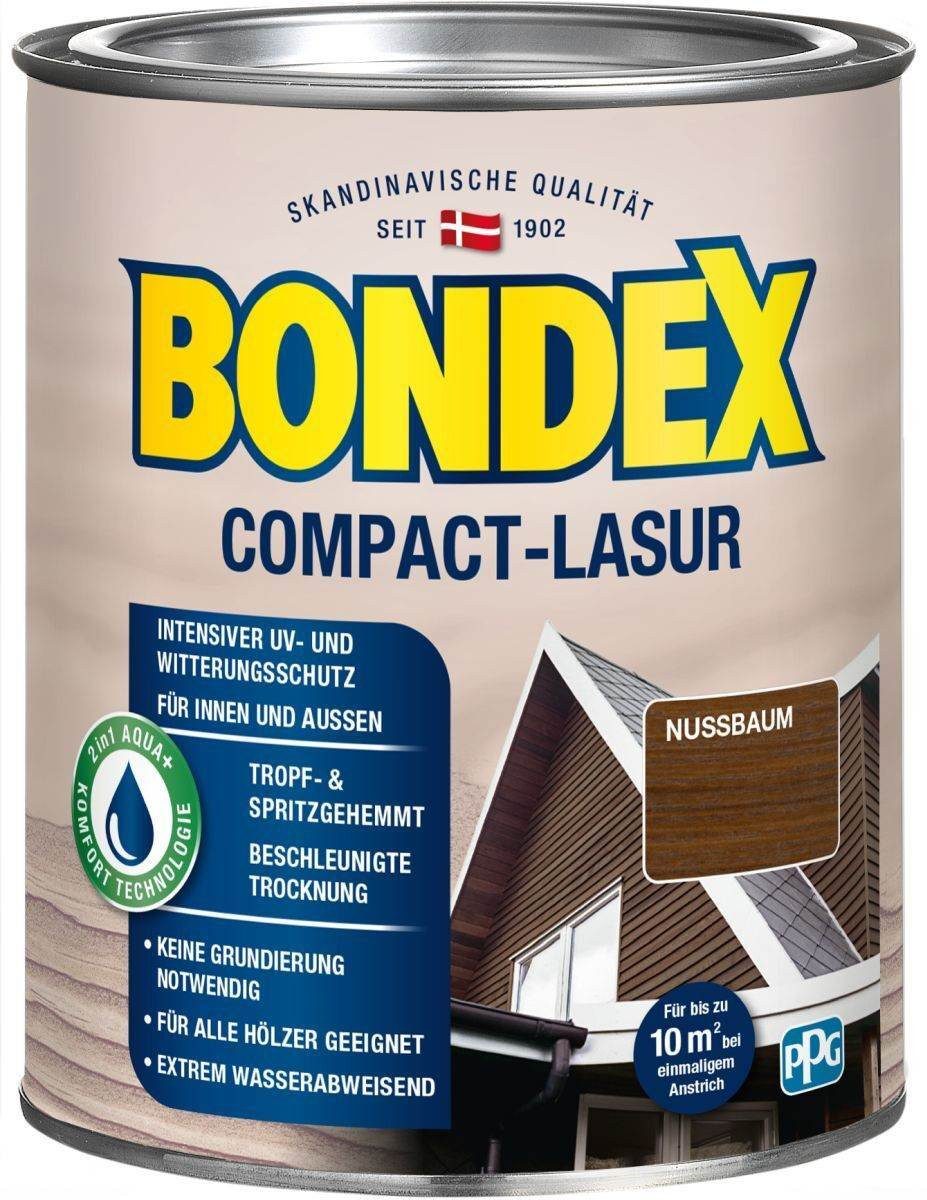 Holzschutzlasur BONDEX Compact-Lasur 0,75L, Wasserabweisend, Nussbaum, Holz, Außen