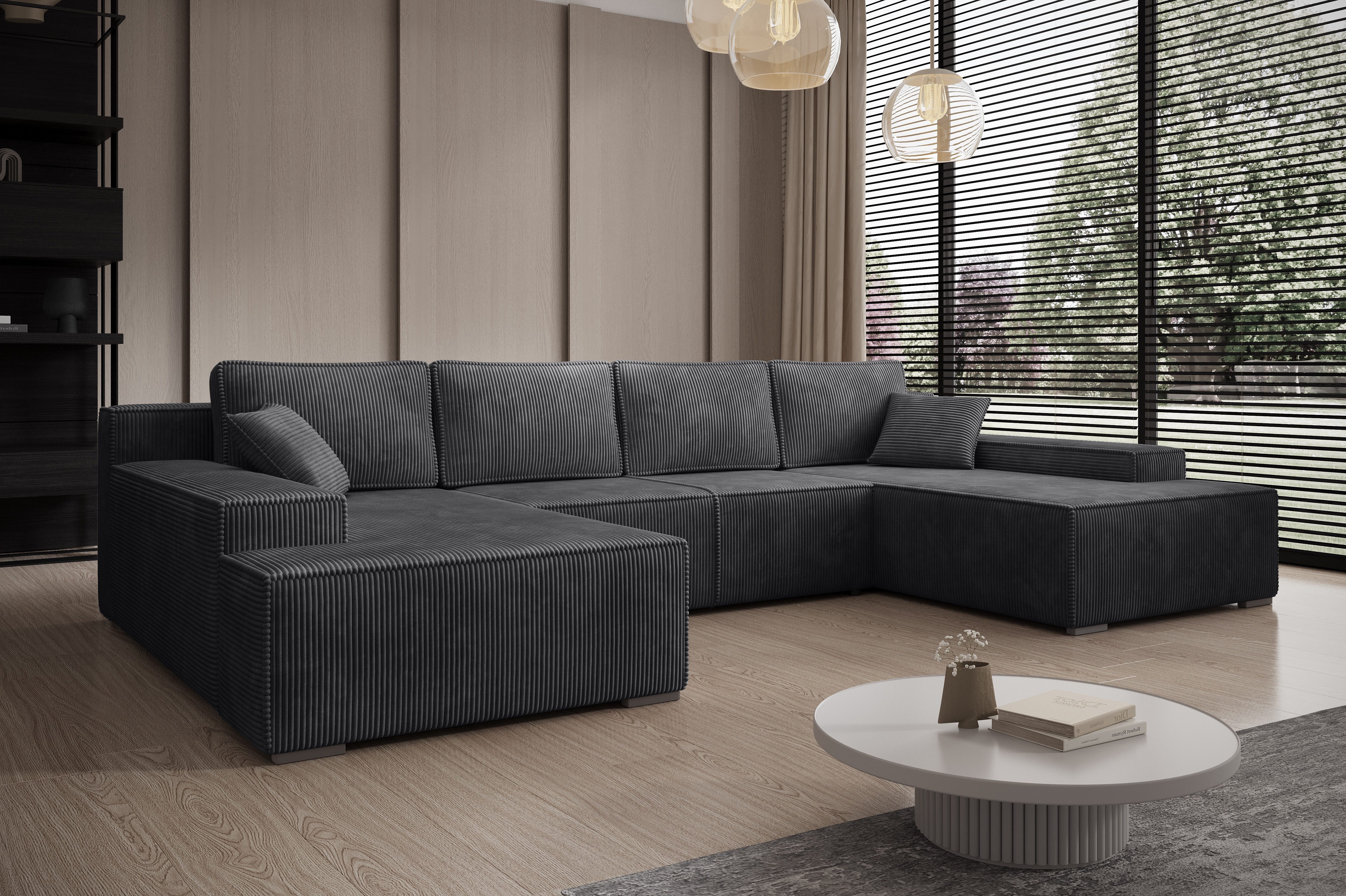 PROMETO Möbel Ecksofa Ecksofa Couch U-Form mit Schlaffunktion, POSO-Stoff C günstig online kaufen