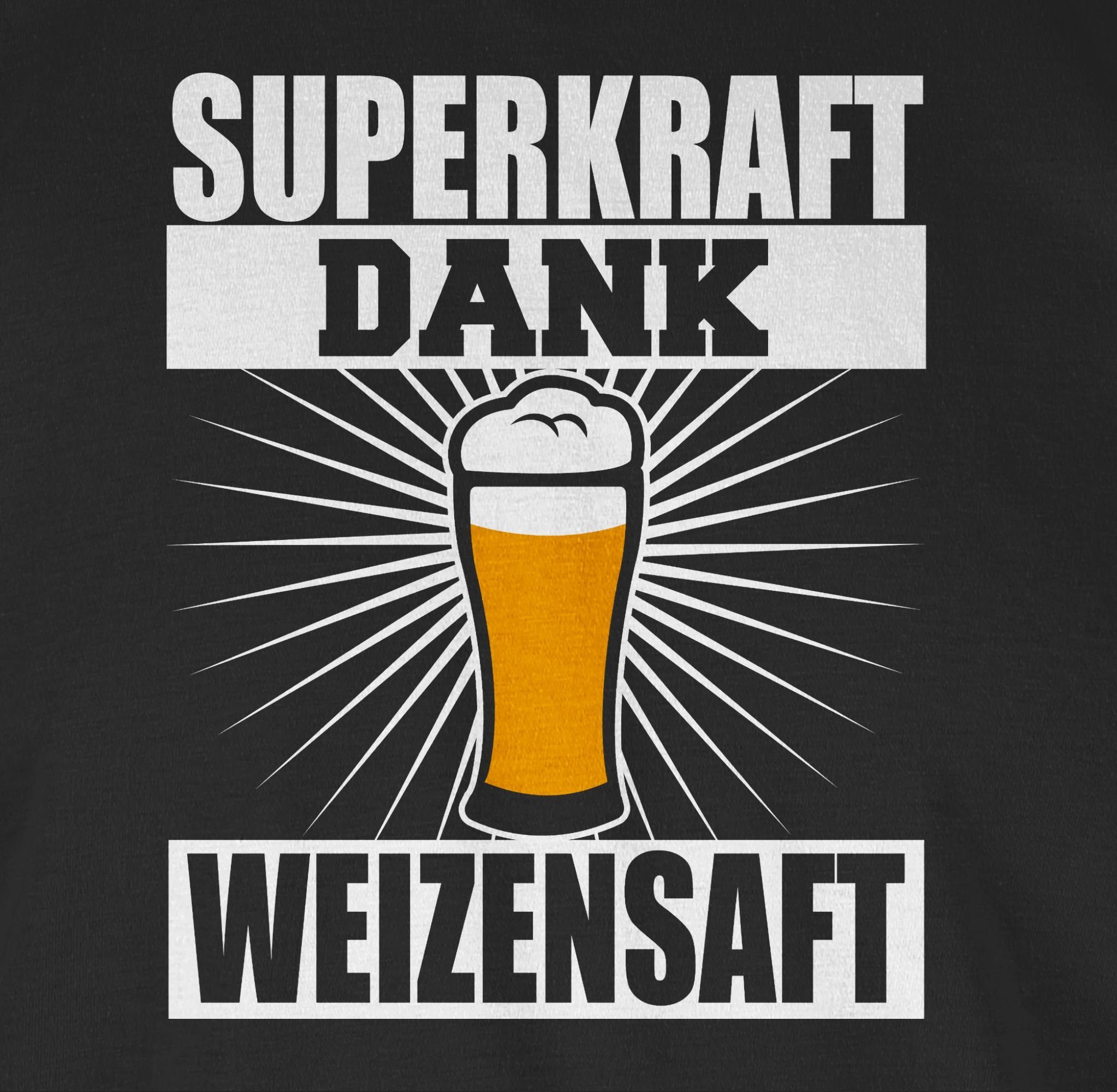 Shirtracer T-Shirt Superkraft dank Schwarz Statement weiß - Spruch 1 Sprüche mit Weizensaft
