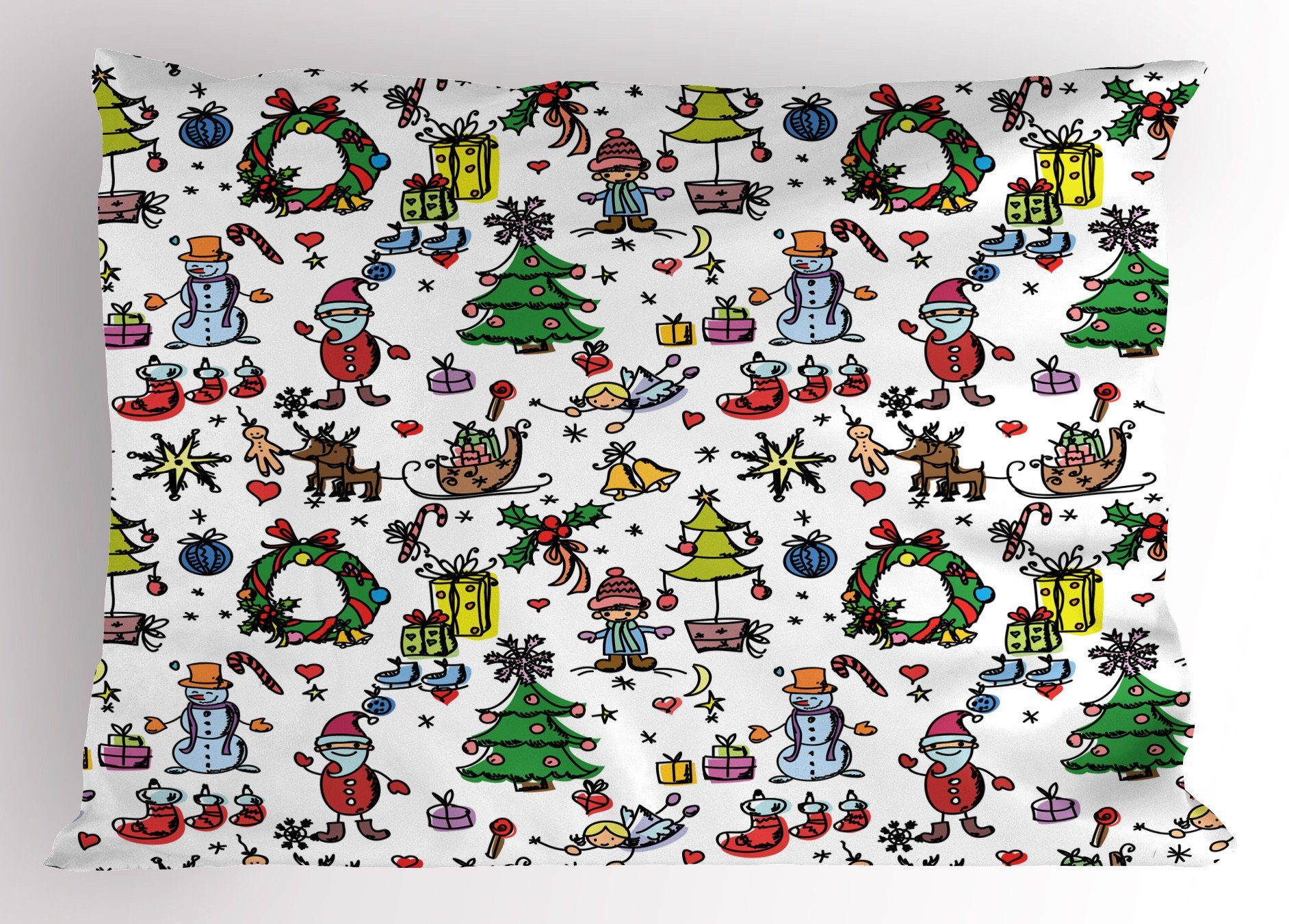 Kissenbezüge Dekorativer Standard Gedruckter Size Kissenbezug, Weihnachten King Abakuhaus Cartoon Gekritzel (1 Stück)