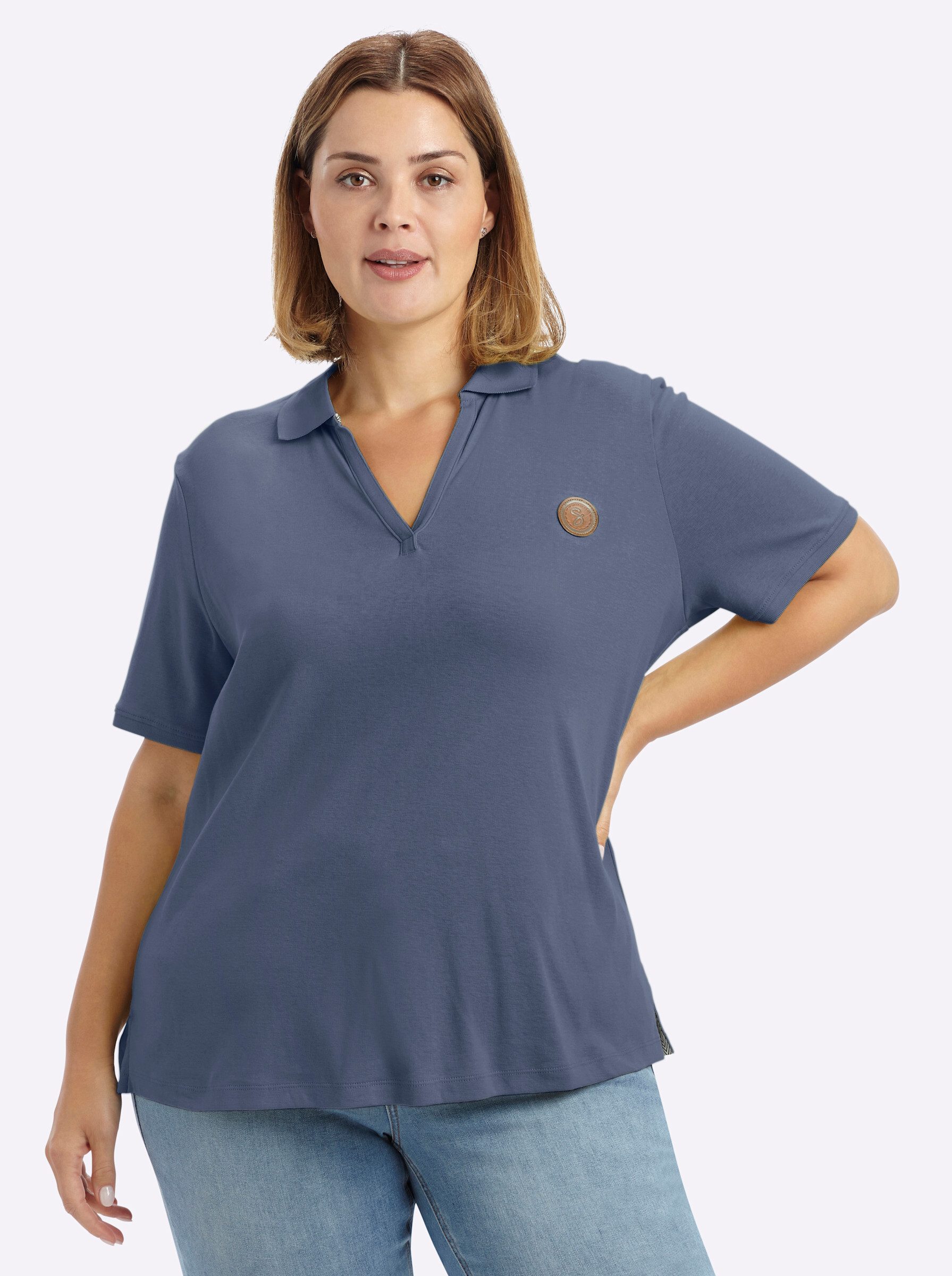 Sheego T-Shirt Poloshirt Kurzarm