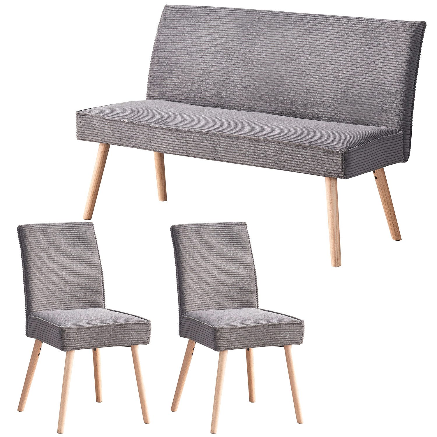 B&D home Sitzgruppe PAULO, (3-tlg), gepolstert, Holzbeine