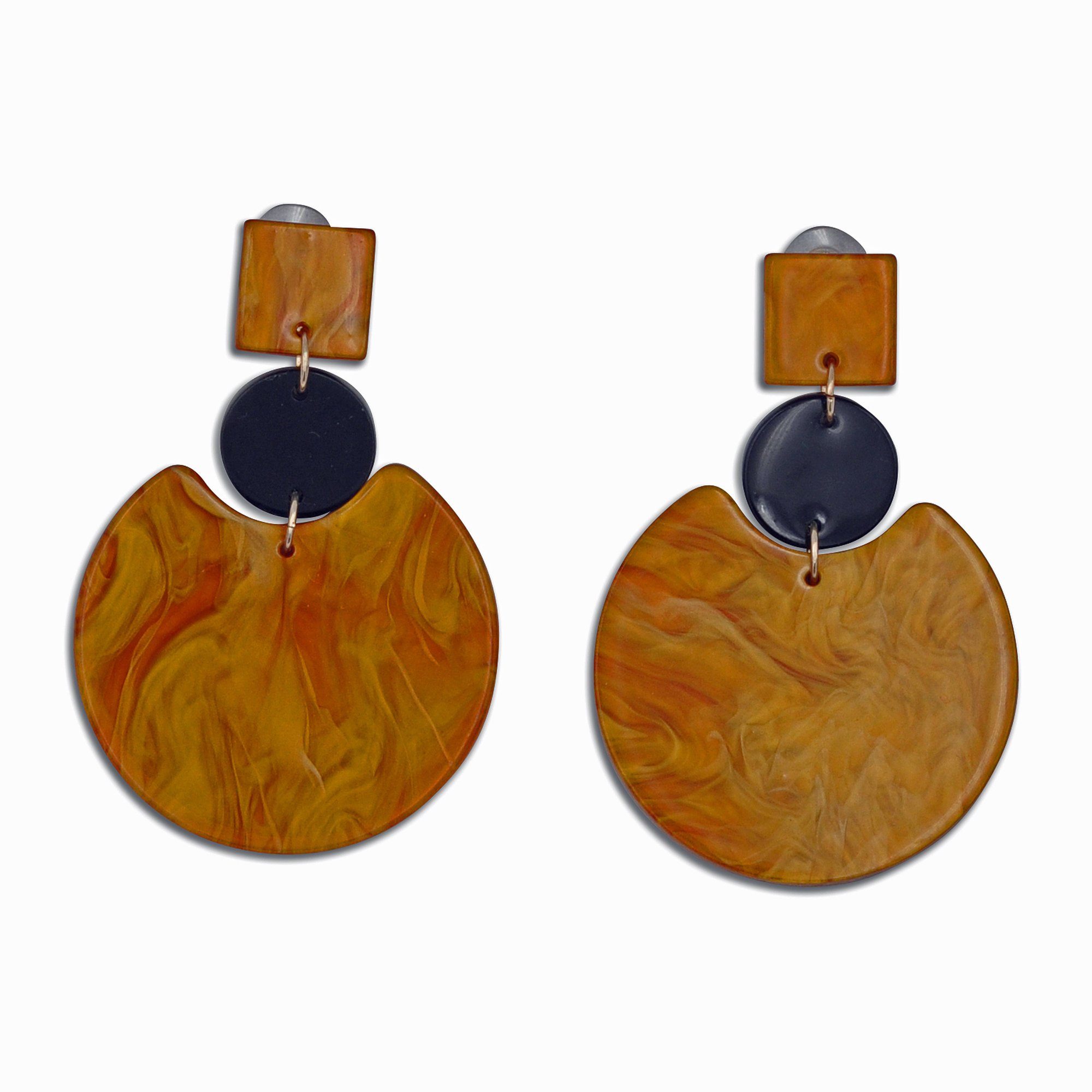 Steuer Paar Ohrhänger Ohrstecker rund honigfarben