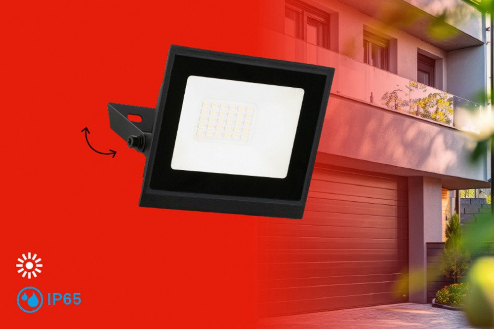 Briloner Leuchten LED Flutlichtstrahler VARO, LED fest integriert, 11x14,5x3 cm, Garage, Garten, Auffahrt