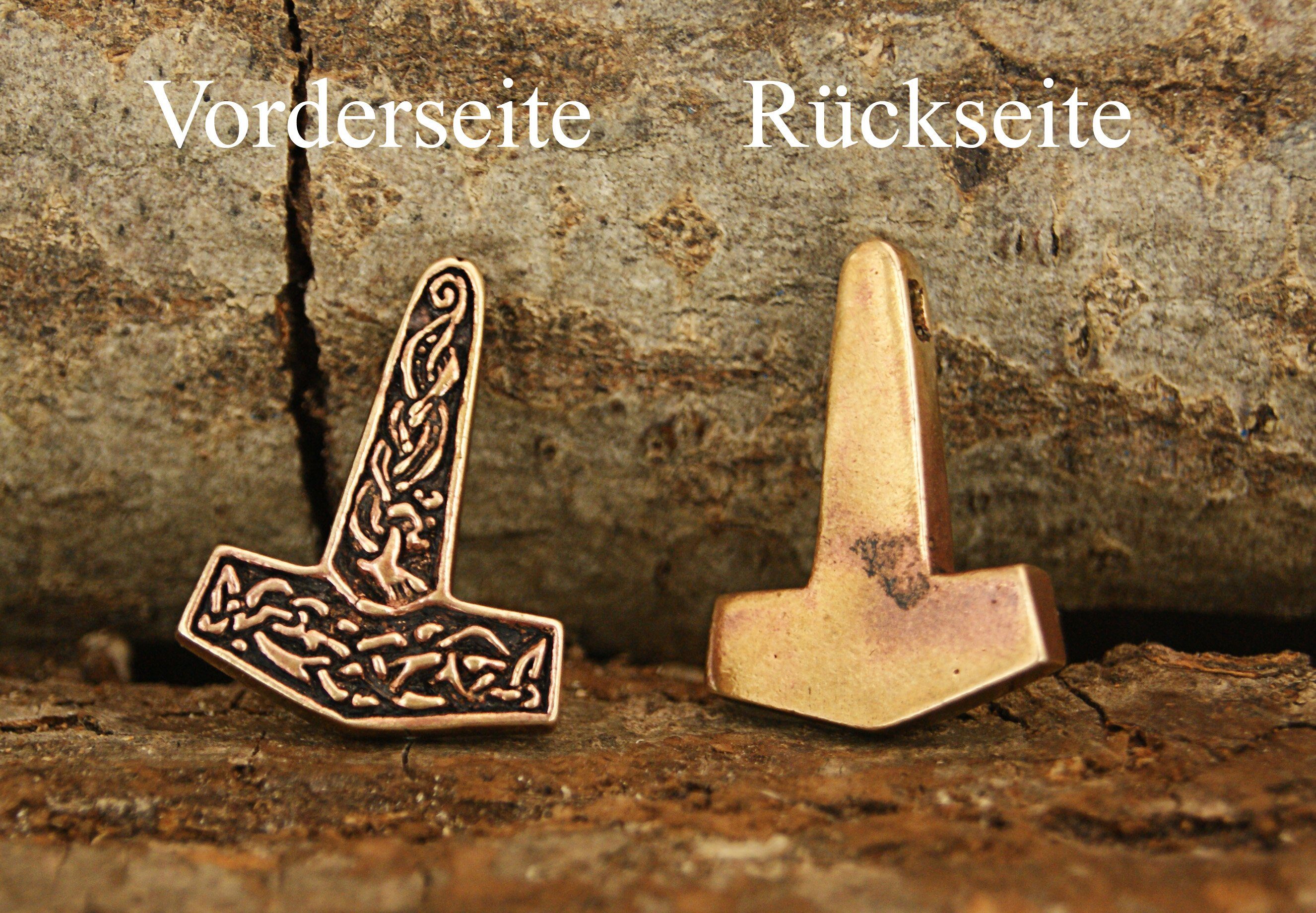 Thorshammer schlicher Kettenanhänger Leather Wikinger Thor Anhänger Bronze Kiss Hammer Thorhammer Odin of
