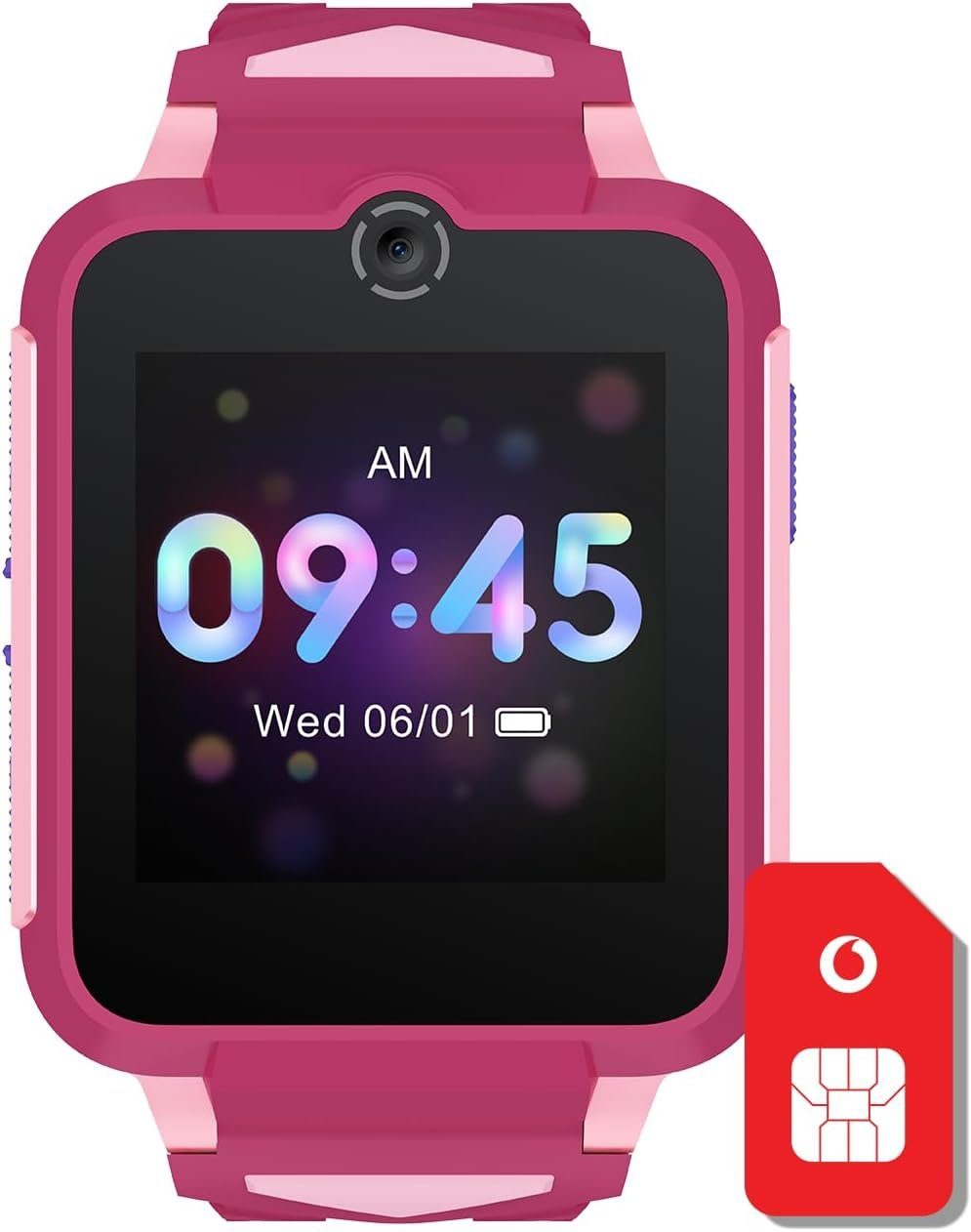 Vodafone Smartwatch (1,54 Zoll, 4G), Videoanrufs- & SOS-Aktivitätstracker inkl. Displayschutzglas SIM-Karte