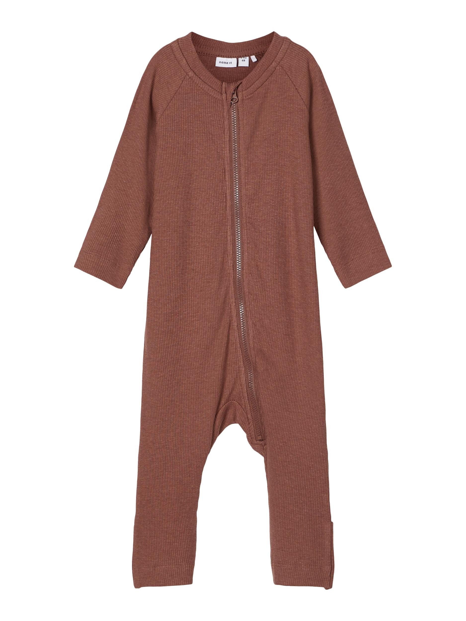 Name It Strampler Mädchen Strampler Bio-Baumwolle Rippdesign Marron 68 (1-tlg)