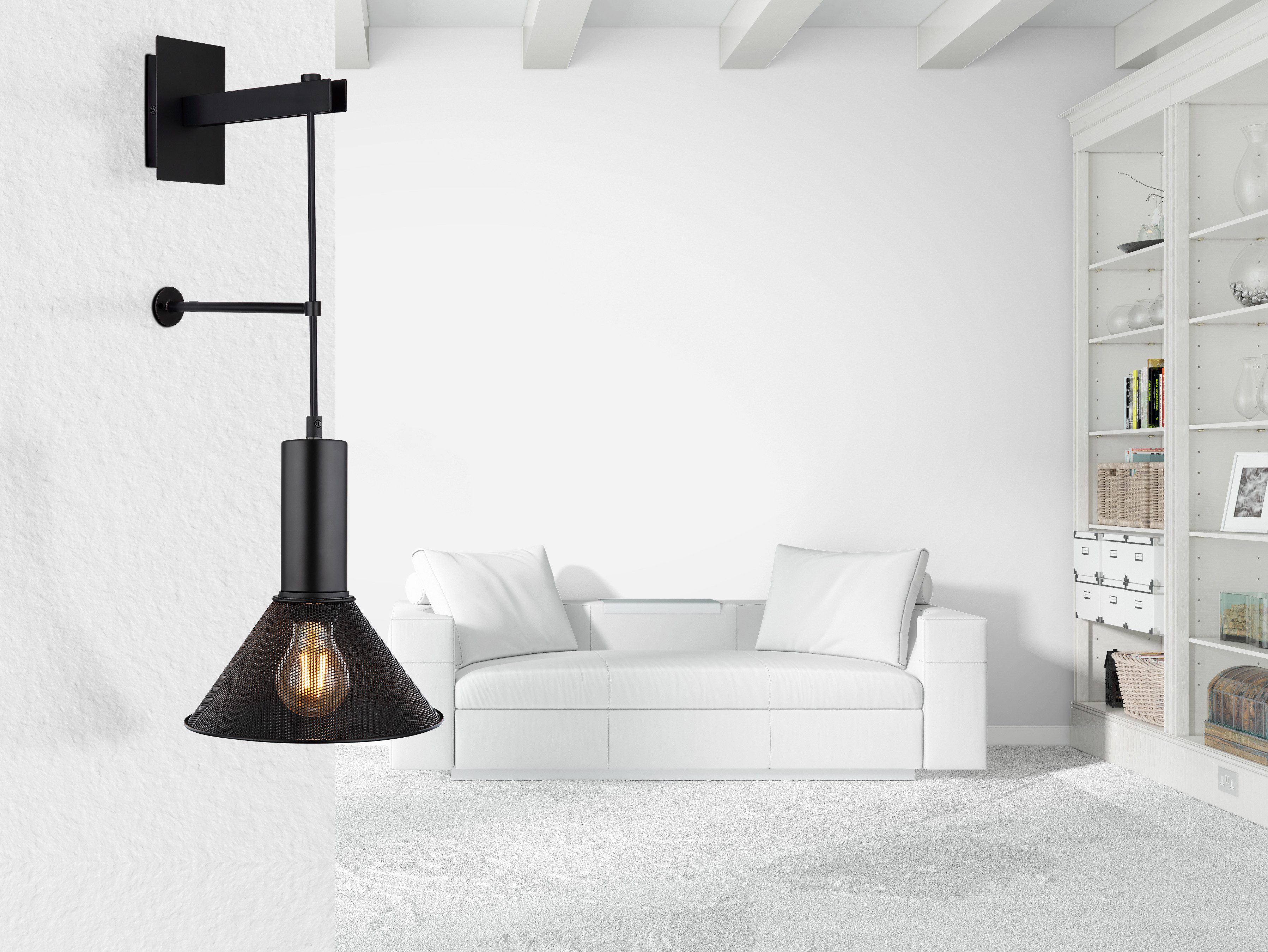 GLOBO LIGHTING Wandleuchte JEDD, ohne Leuchtmittel, Wandlampe Metallgeflecht Anschluss direkt oder Steckerkabel