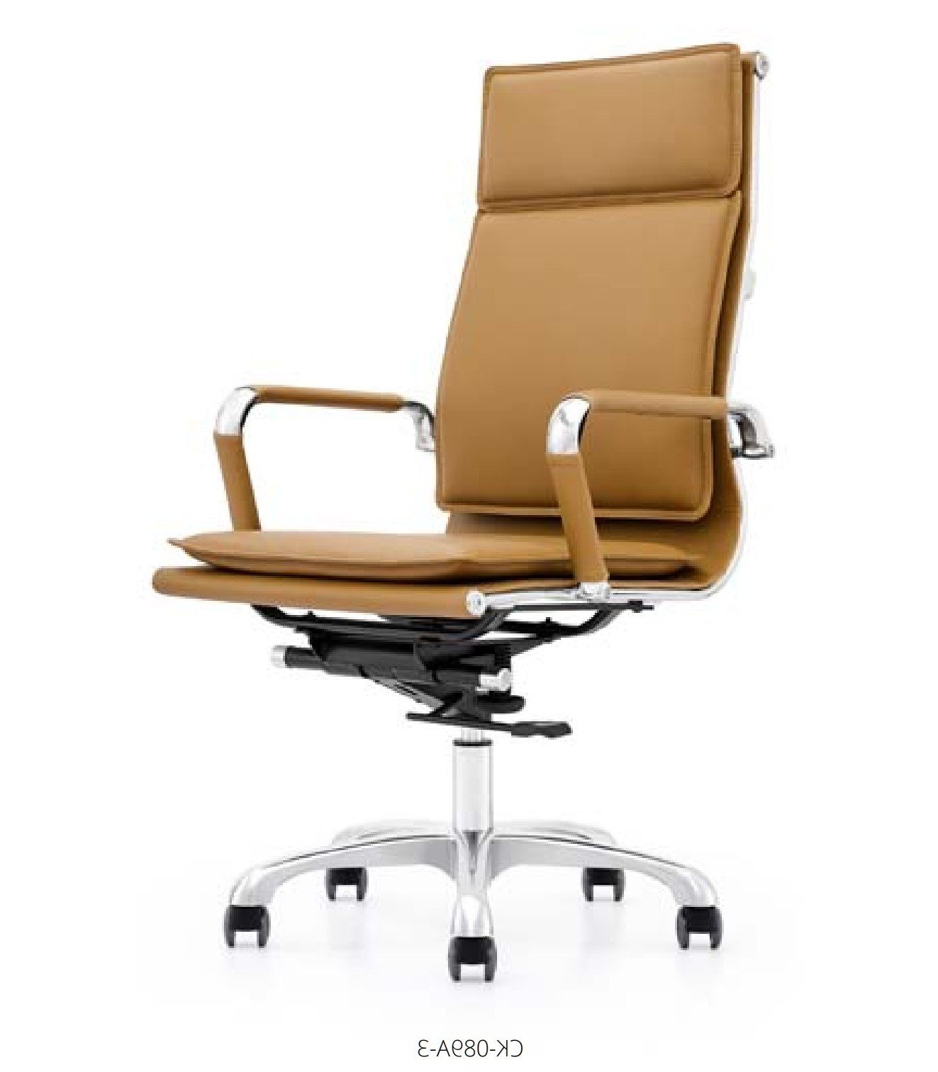 Xlmoebel Bürostuhl Schwarzer Kunstleder-Sessel mit Edelstahlrahmen von XLMOEBEL, Made in Europa