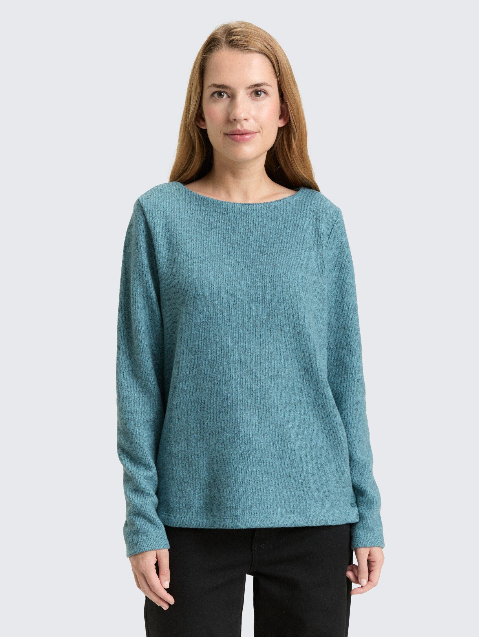 TOM TAILOR Sweatshirt Strick & Sweatshirts Soft-Touch Sweatshirt mit Knopf- günstig online kaufen