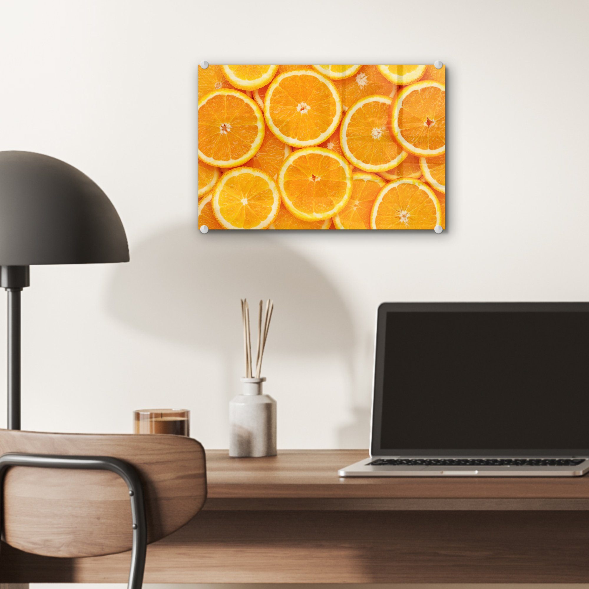 auf Glasbilder MuchoWow Orange Obst Foto - (1 Orange, Wandbild - - Bilder St), Acrylglasbild Glas - - Wanddekoration auf Glas