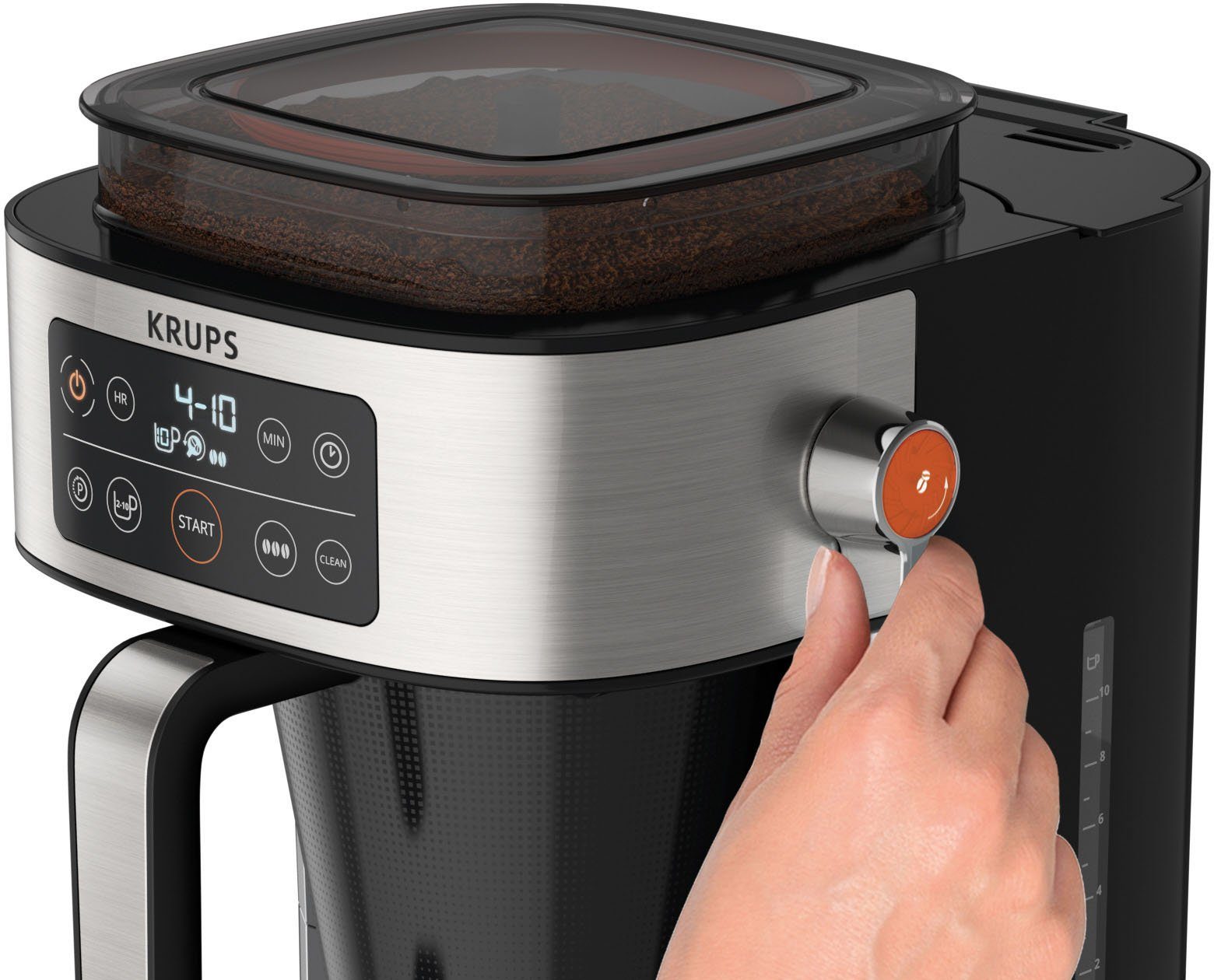 Kaffee-Vorratsbox frischen Aroma Filterkaffeemaschine bis integrierte Kaffee 1,25l KM760D 400 zu für g Kaffeekanne, Partner, Krups