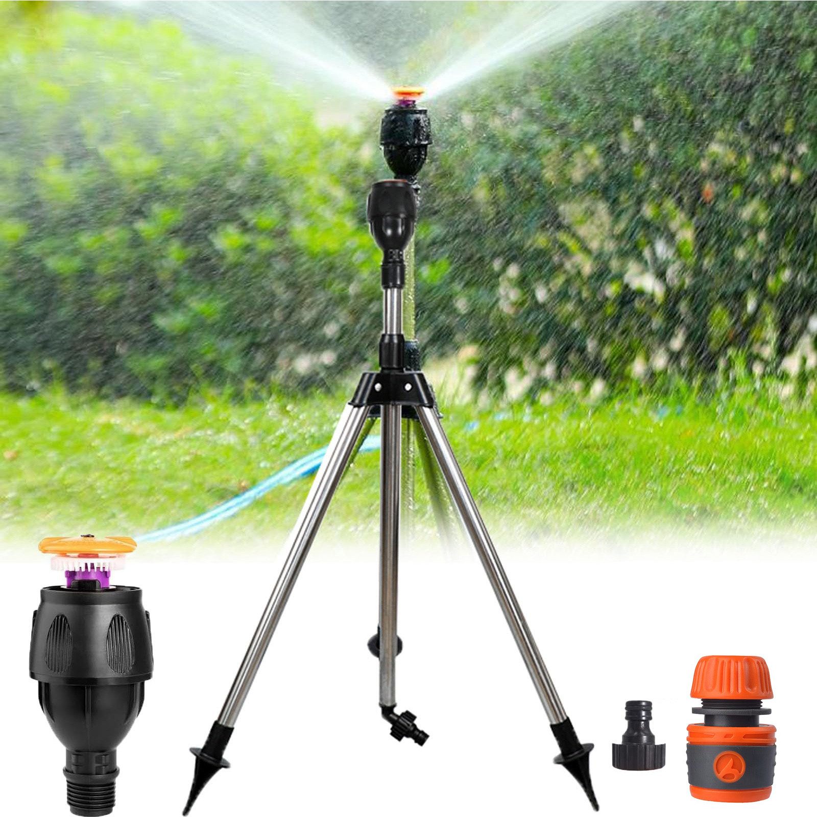Kreisregner 360° Drehbarer Stativregner Sprinkler mit Stativ Basis