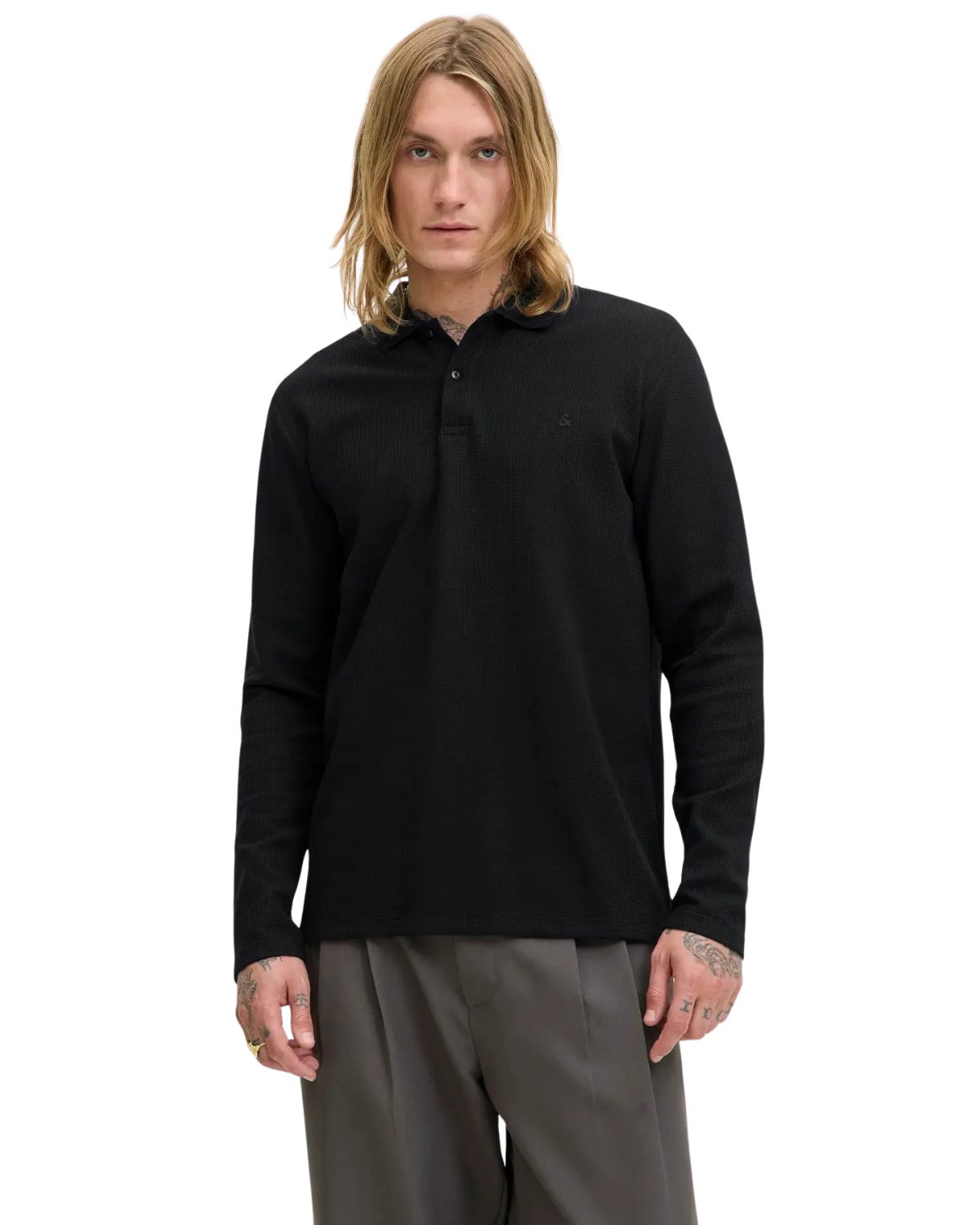 Jack & Jones Langarm-Poloshirt mit besticktem Logo günstig online kaufen