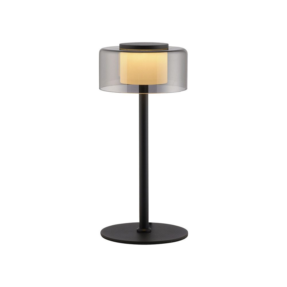 Paul Neuhaus LED Tischleuchte LED Tischlampe RIKA, dimmbar, Memoryfunktion, 1xLED-Board/7,50W/3000K, stufenlos dimmbar, schwarze Lackierung mit Rauchglas