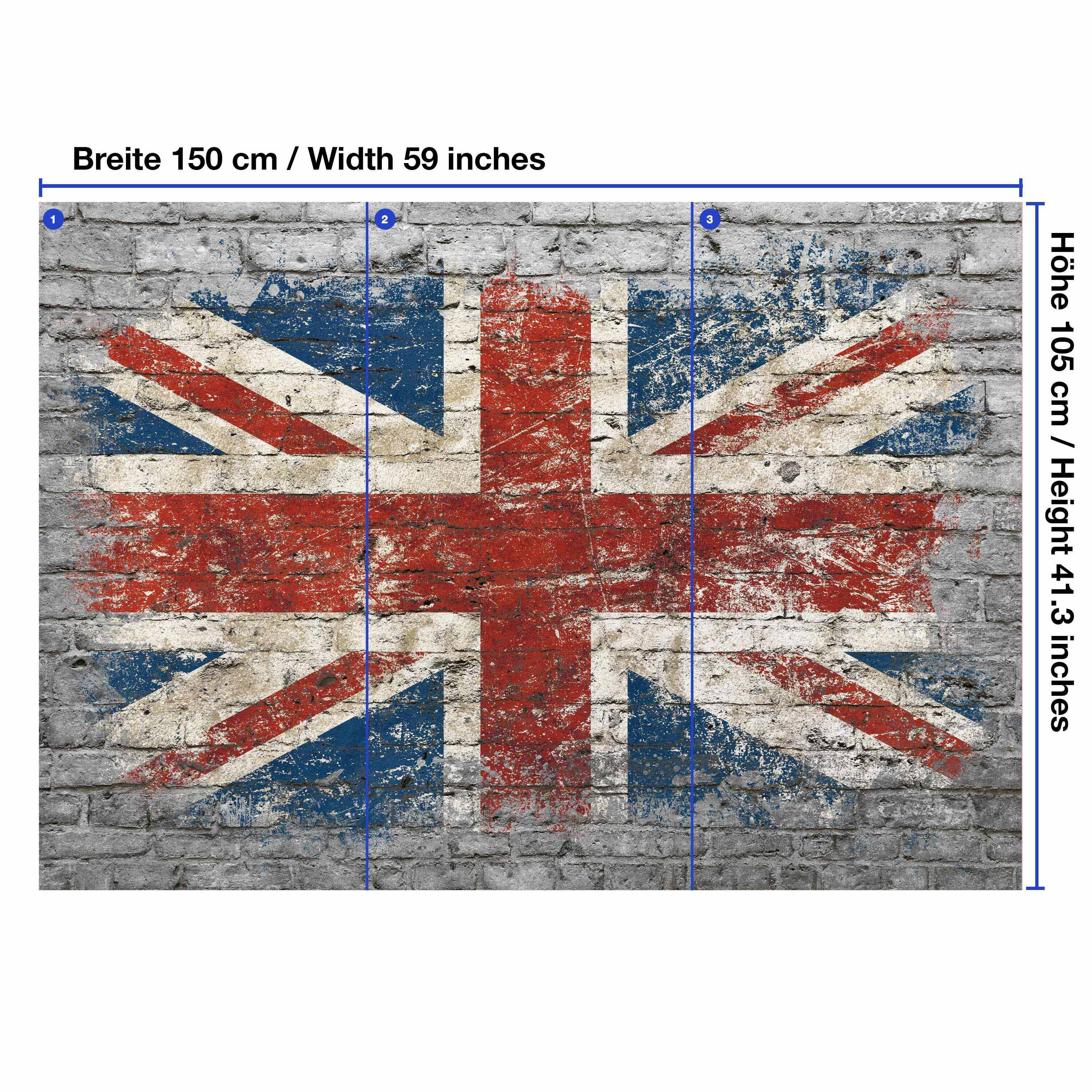 wandmotiv24 Fototapete Flagge Ziegelwand matt, Vliestapete Motivtapete, Wandtapete, glatt, England