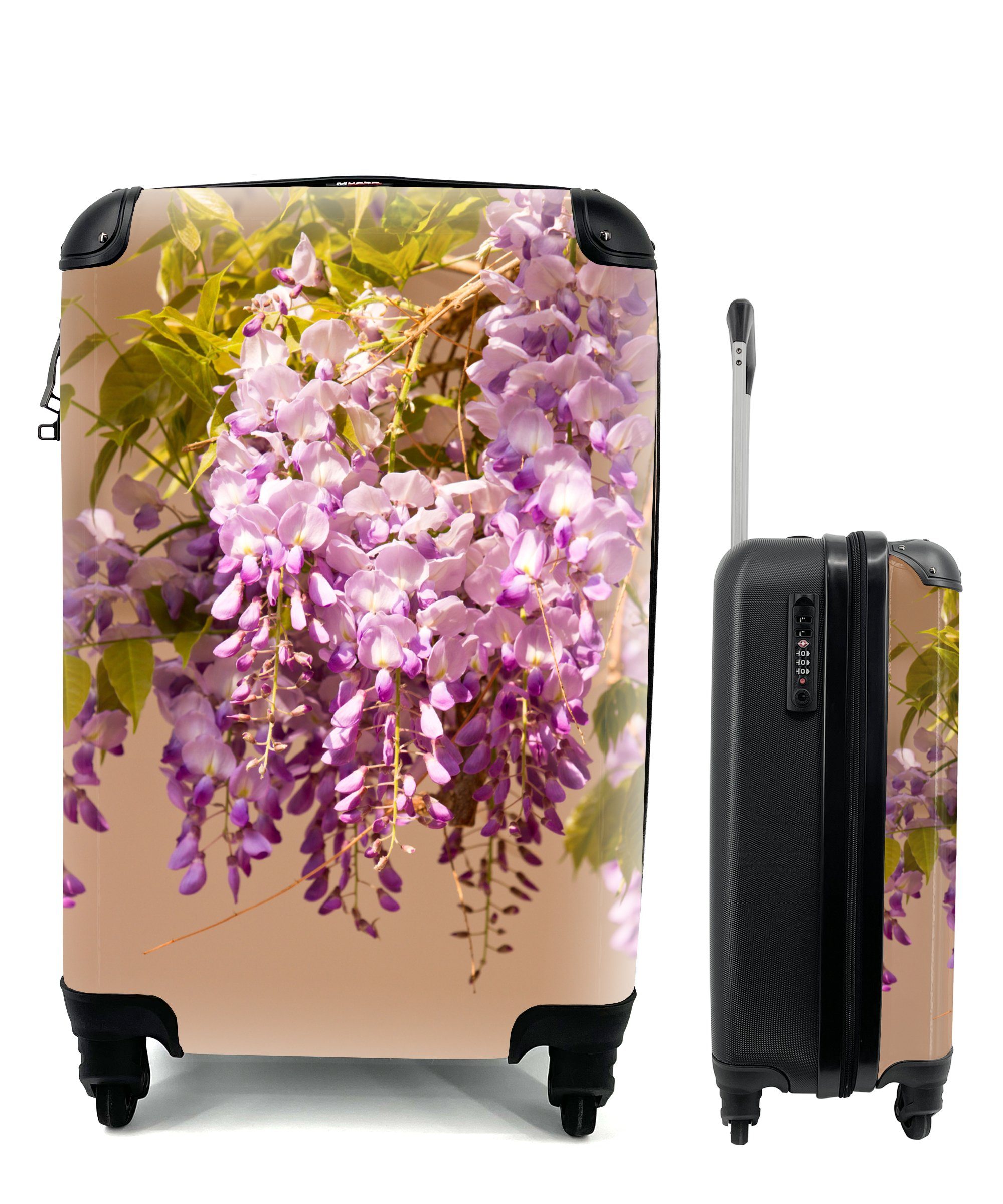 Reisekoffer Nahaufnahme für Ferien, MuchoWow Handgepäckkoffer Sonne, einer Glyzinie 4 Rollen, in der Reisetasche Handgepäck Trolley, mit rollen,