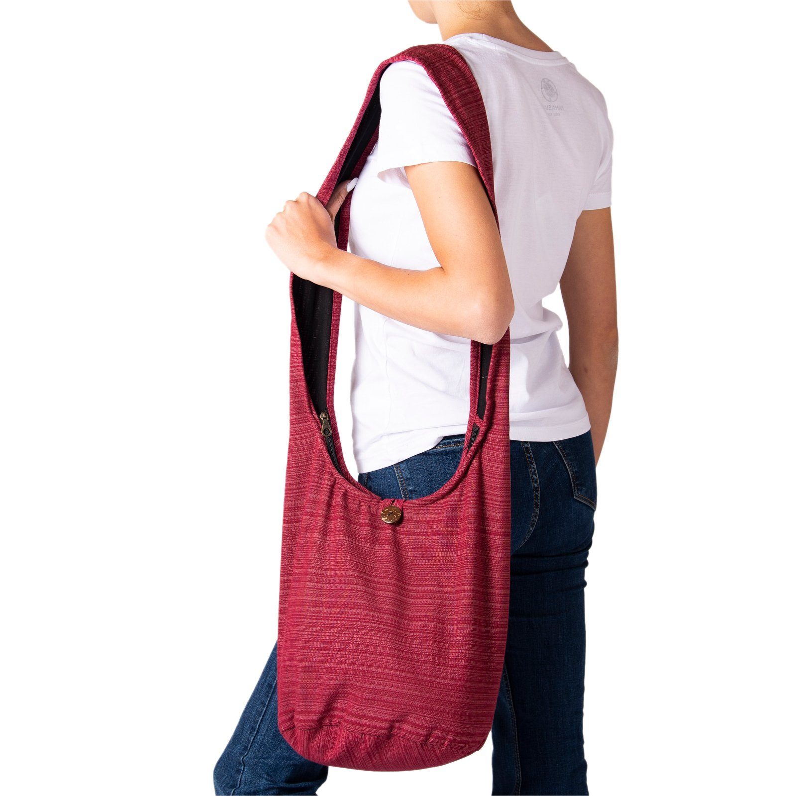 PANASIAM Wickeltasche Schulterbeutel Lini Größen In oder Strandtasche als Beuteltasche bordeux rot aus Baumwolle Schultertasche, 100% Handtasche Yogatasche nutzbar auch 2