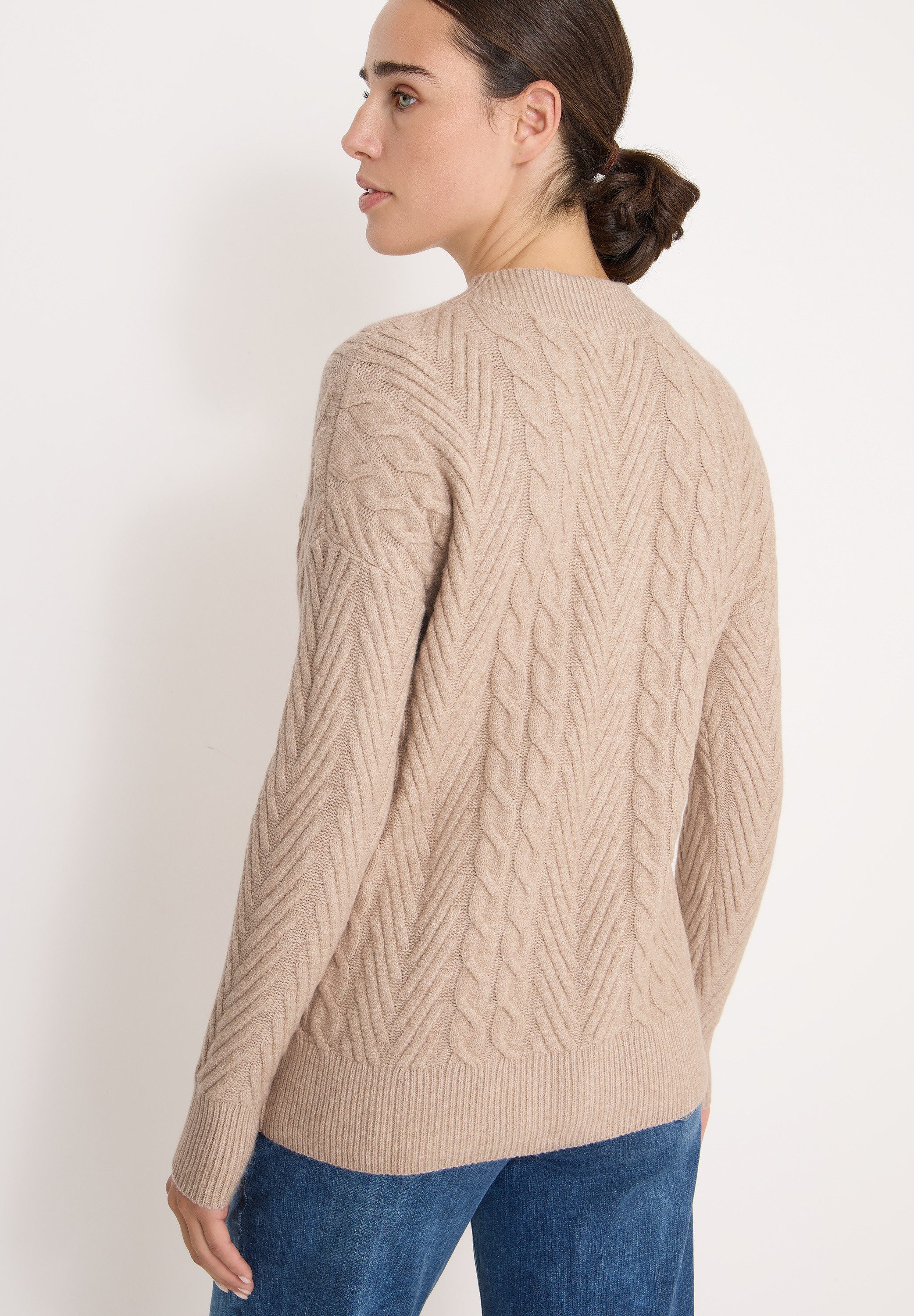CECIL Strickpullover mit Turtle Neck, Zopfmuster