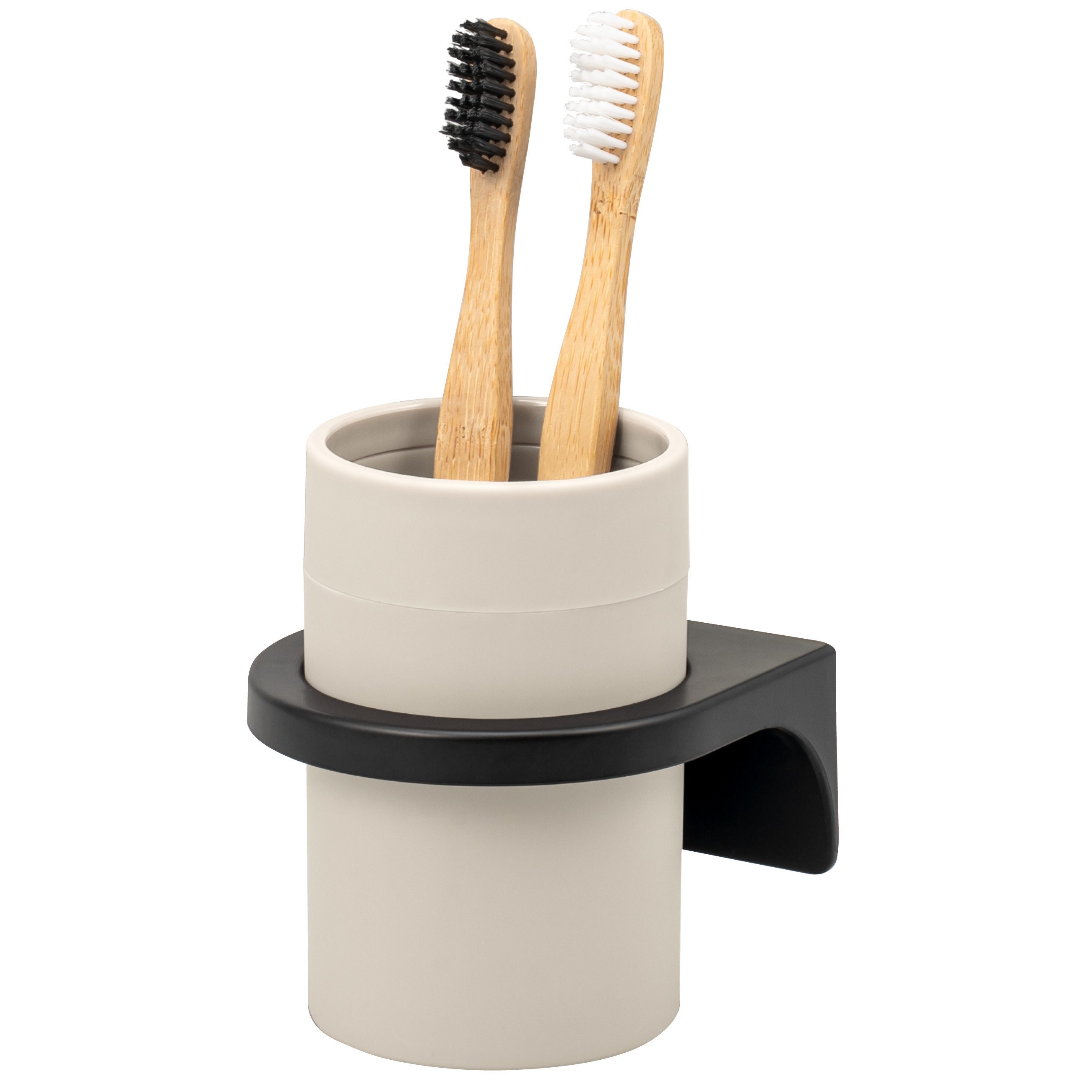 bremermann Zahnputzbecher rund, SAVONA Soft-Touch inkl. Wandhalterung, beige, (1-St)