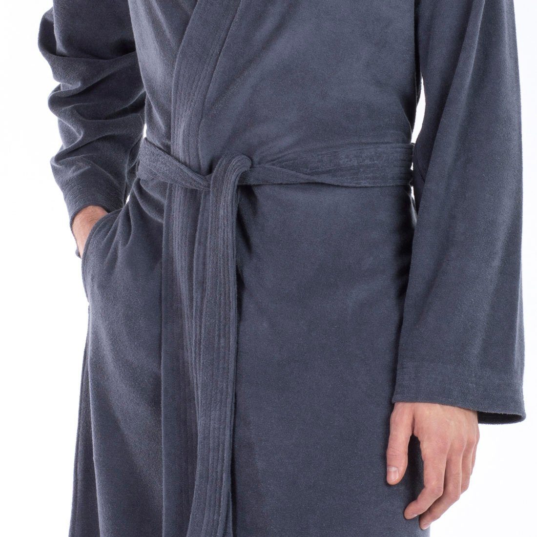 framsohn frottier Bademantel Leichter Bademantel Herren, Langform, Jersey, Kimono-Kragen, Gürtel, Besonders leichter Jerseybademantel