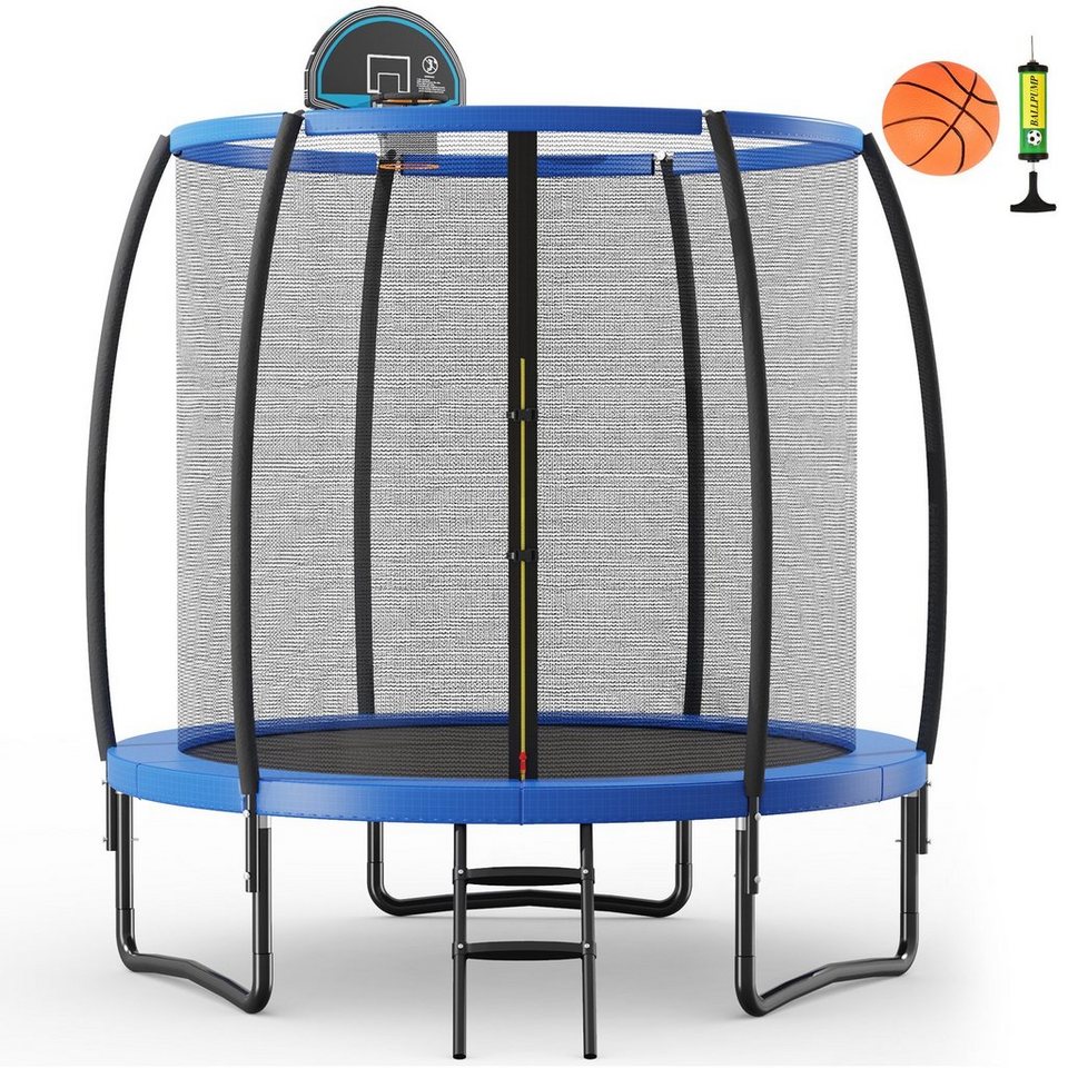 COSTWAY Gartentrampolin Fitnesstrampolin, (2), mit Basketball &  Sicherheitsnetz, Mit dem leicht zu reinigenden Sprungtuch können Kinder