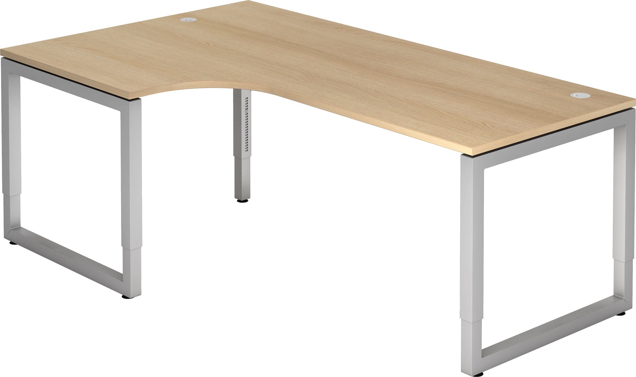 bümö Schreibtisch Schreibtisch Serie-R, Eckform: 200 x 120 cm - Dekor: Eiche - Gestell: Silber