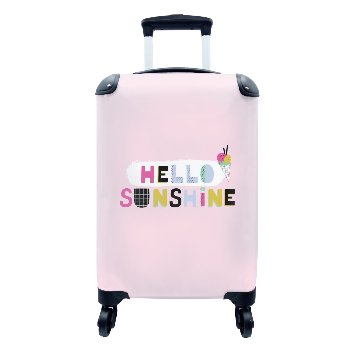 Rollen, für MuchoWow - 4 Trolley, Eiscreme Sommer Reisekoffer mit Handgepäck Ferien, - Rosa, Pastell Reisetasche - Handgepäckkoffer rollen,