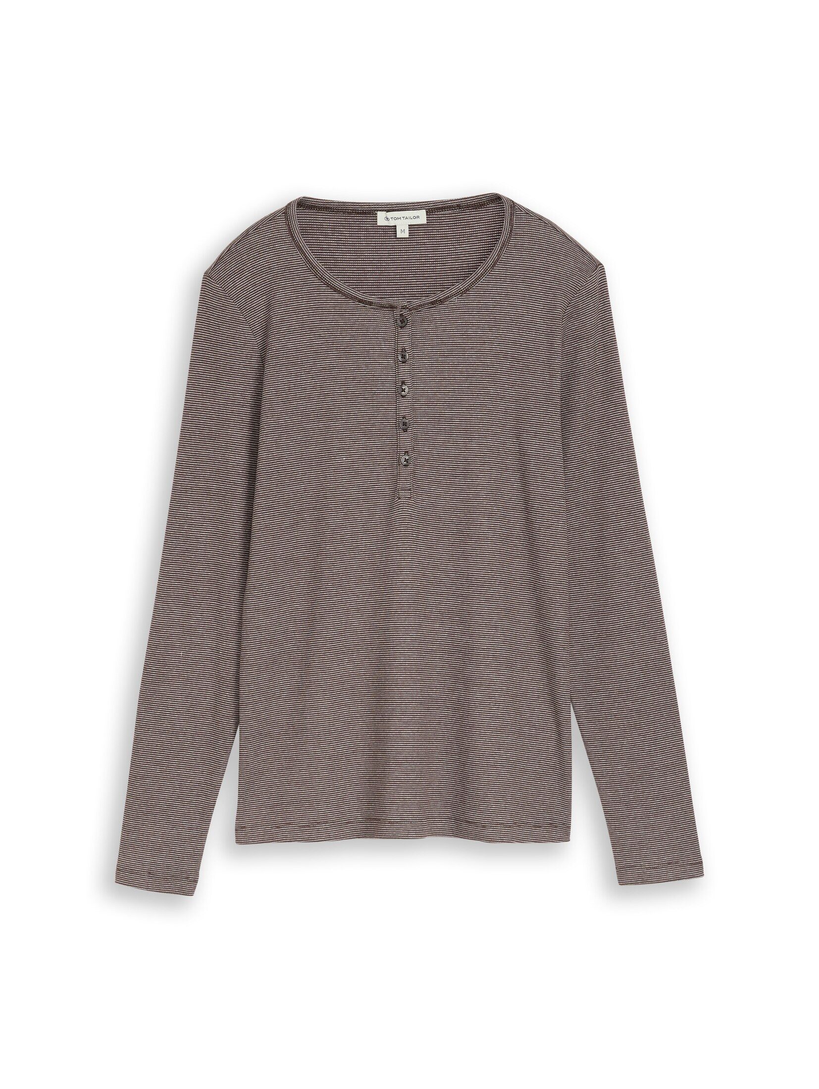 TOM TAILOR Langarmshirt T-Shirt (im Einserpack) Henley Langarmshirt mit Rippstruktur