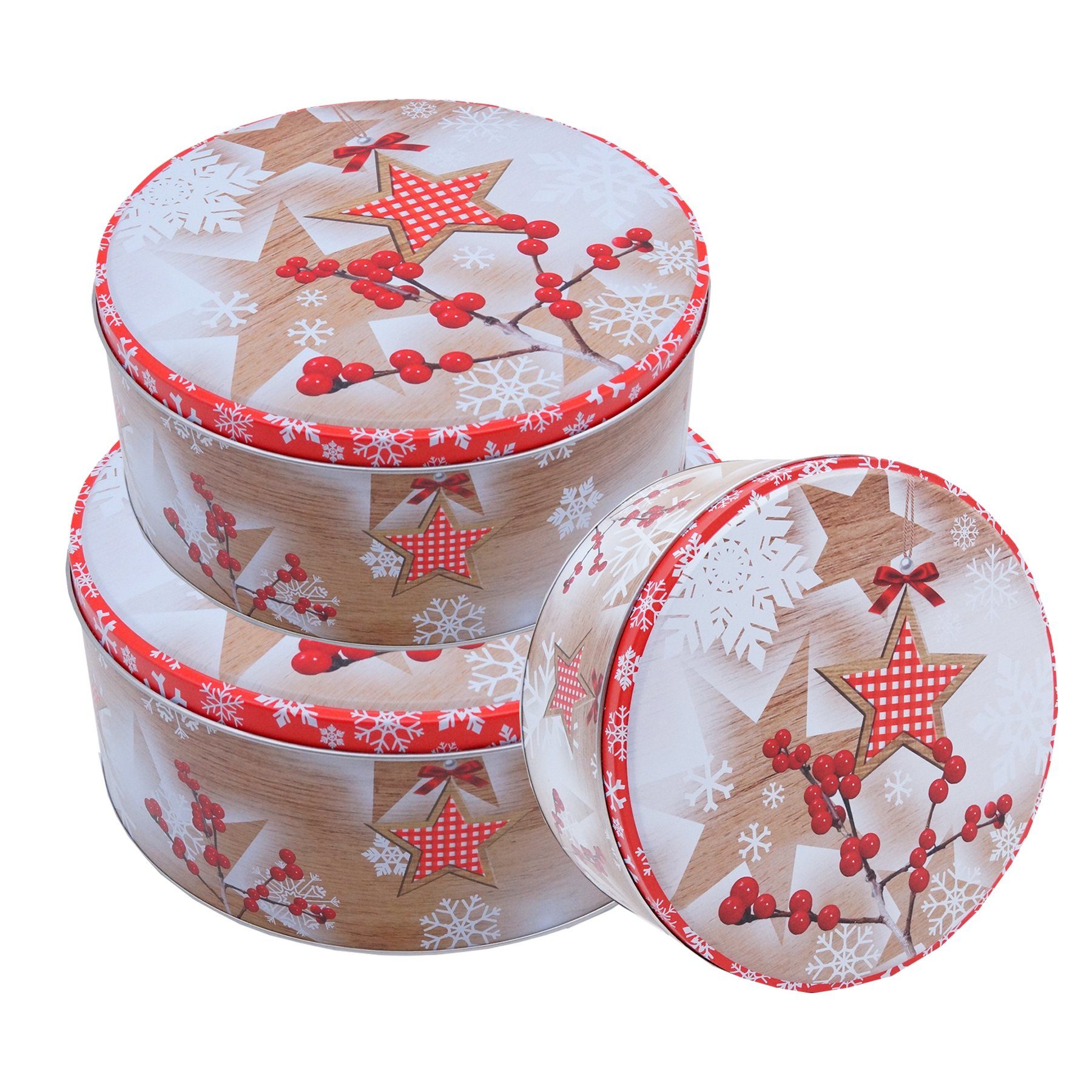 Kamber Office Keksdose Plätzchendose 3er Set Gebäckdose Weihnachten Set Keksdose Sterne