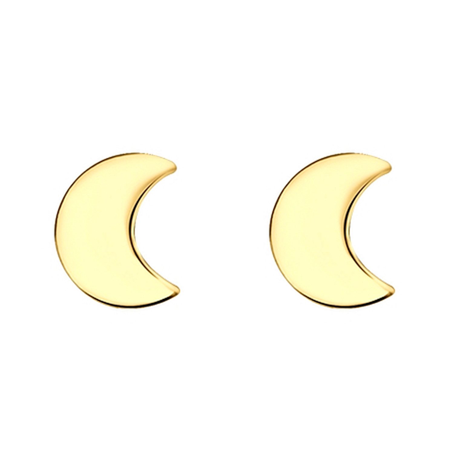 Paar Ohrstecker 925 Silber Ohrringe Mond 5mm Klein 585er (18 Karat) Gold Vergoldet