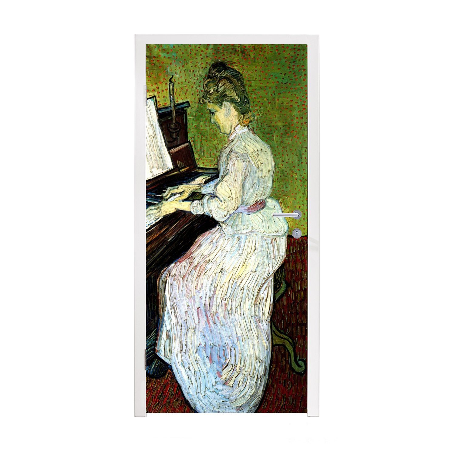 MuchoWow Türtapete Marguerite Gachet am Klavier - Vincent van Gogh, Matt, bedruckt, (1 St), Fototapete für Tür, Türaufkleber, 75x205 cm