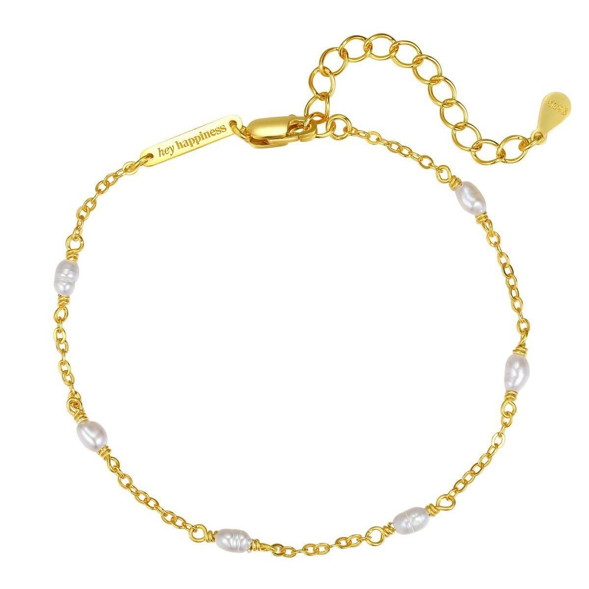 Hey Happiness Perlenarmband Süßwasserperlen Roségold 18K Vergoldet, Armkett günstig online kaufen