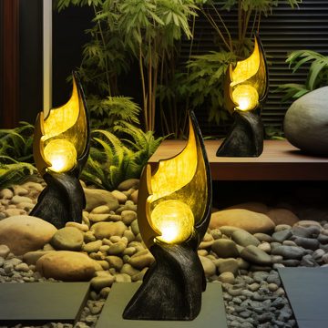 Globo LED Solarleuchte, LED-Leuchtmittel fest verbaut, Warmweiß, LED Solar Flamme Solarlampen für Außen Garten 2er Set