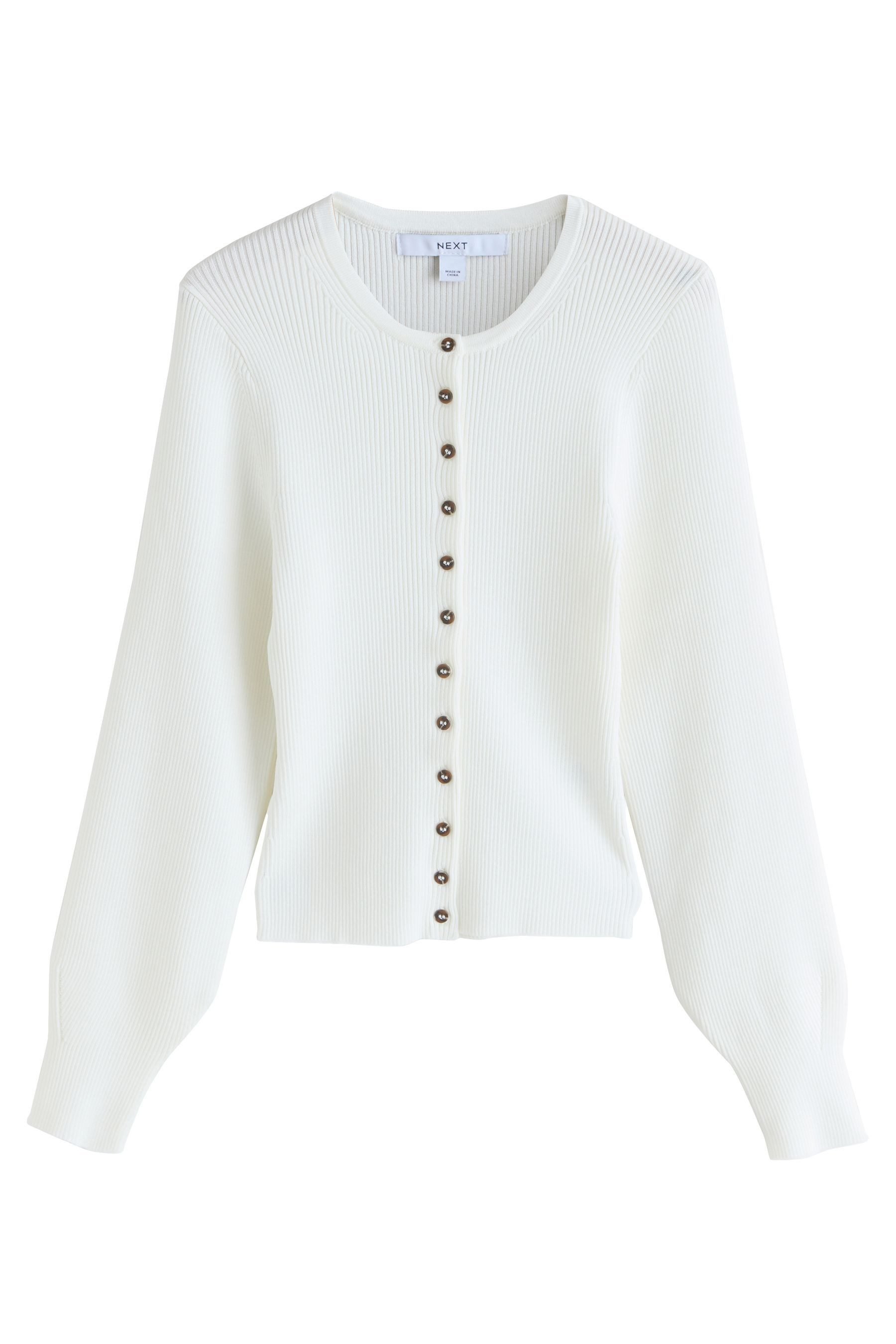 Next Strickjacke Gerippte Strickjacke mit Volumen-Ärmeln (1-tlg) günstig online kaufen