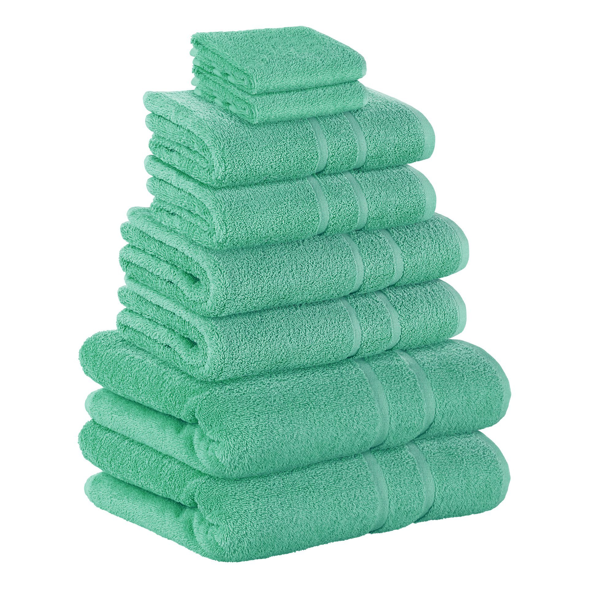 StickandShine Handtuch Set 2x Gästehandtuch 4x Handtücher 2x Duschtücher als SET in verschiedenen Farben (8 Teilig) 100% Baumwolle 500 GSM Frottee 8er Handtuch Pack, 100% Baumwolle 500 GSM Smaragdgrün