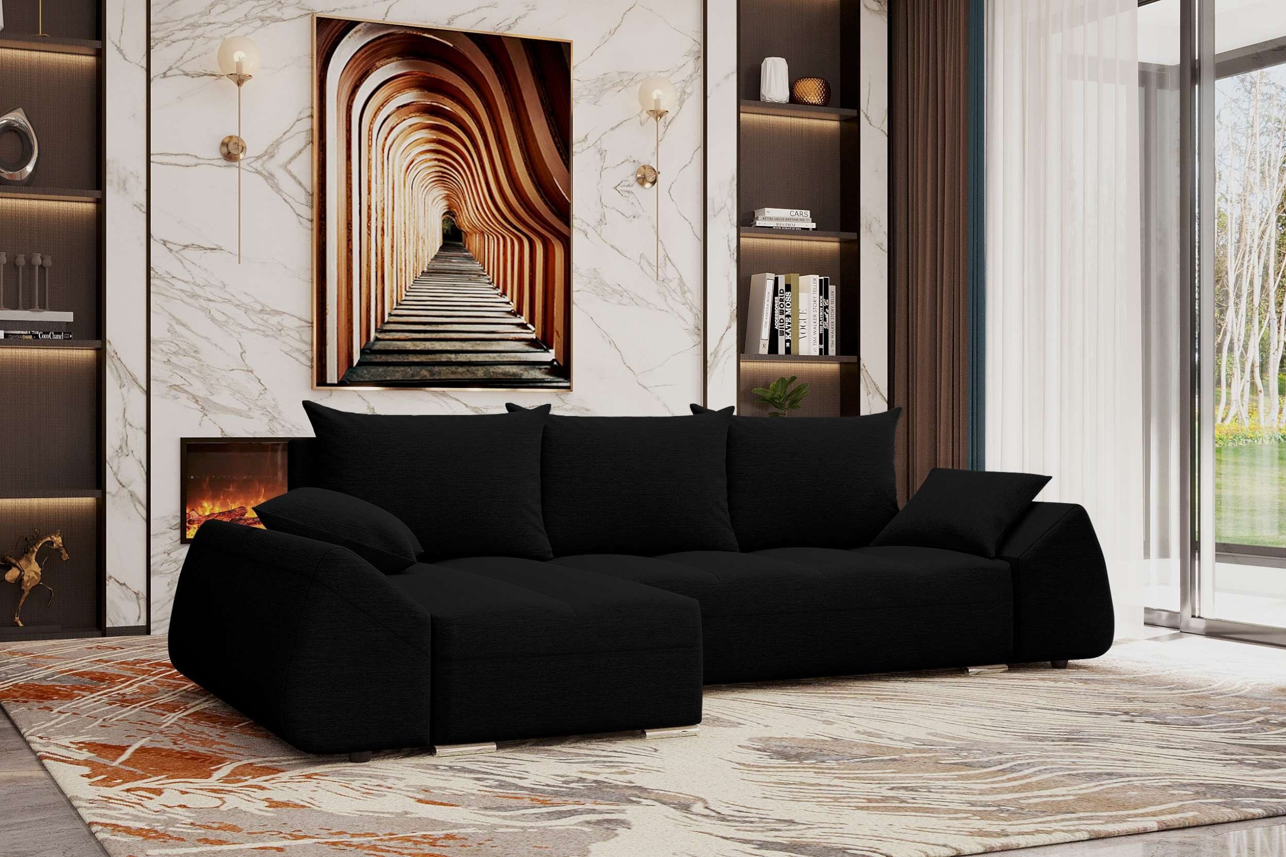 Ecksofa Cascade, Sitzkomfort, mit Design Bettkasten, Stylefy Sofa, Eckcouch, L-Form, Modern Bettfunktion, mit