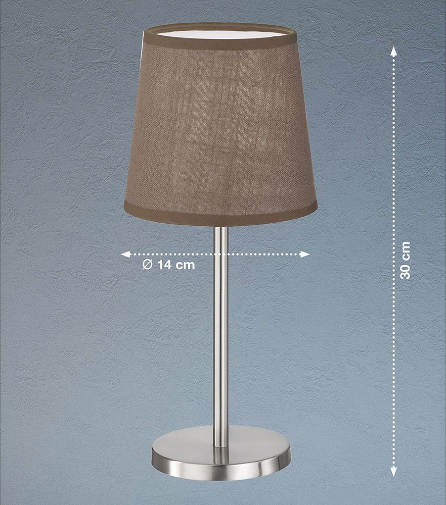 Nachttischleuchte Stofflampe braun Tischleuchte, Wohnzimmer Tischleuchte Leuchtmittel etc-shop inklusive, Tischlampe nicht