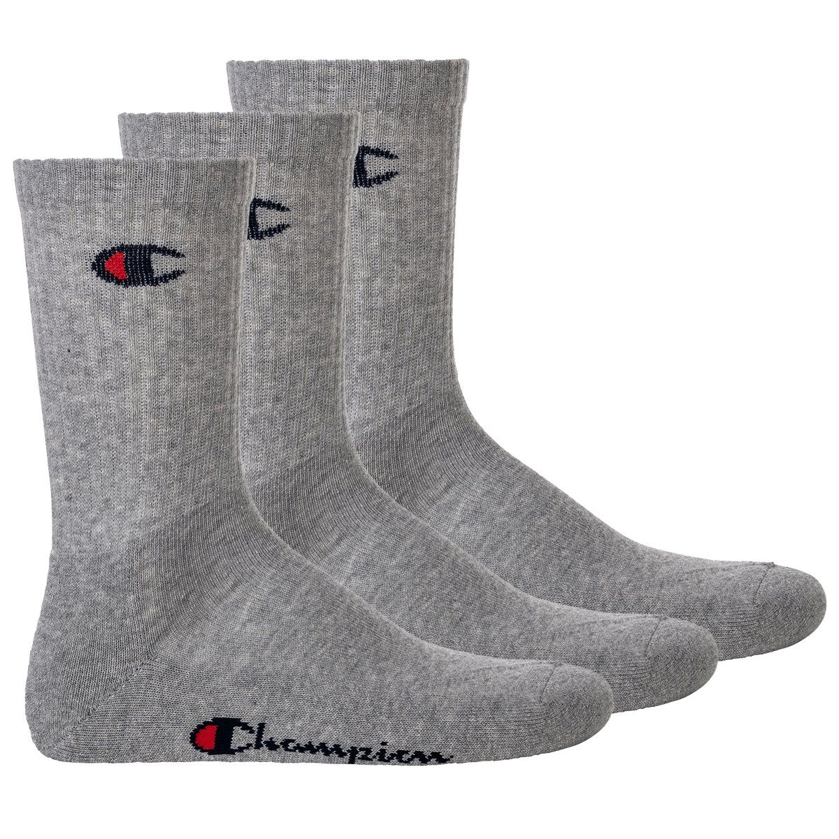 Champion Sportsocken Paar - 3 Socken Grau Crew Unisex Socken, Basic