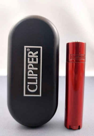 CLIPPER Feuerzeug Metall Teufel Devil rot in schwarzer Geschenkbox Gas Feuerzeug (2 teilig, Feuerzeug inkl. Metallbox)