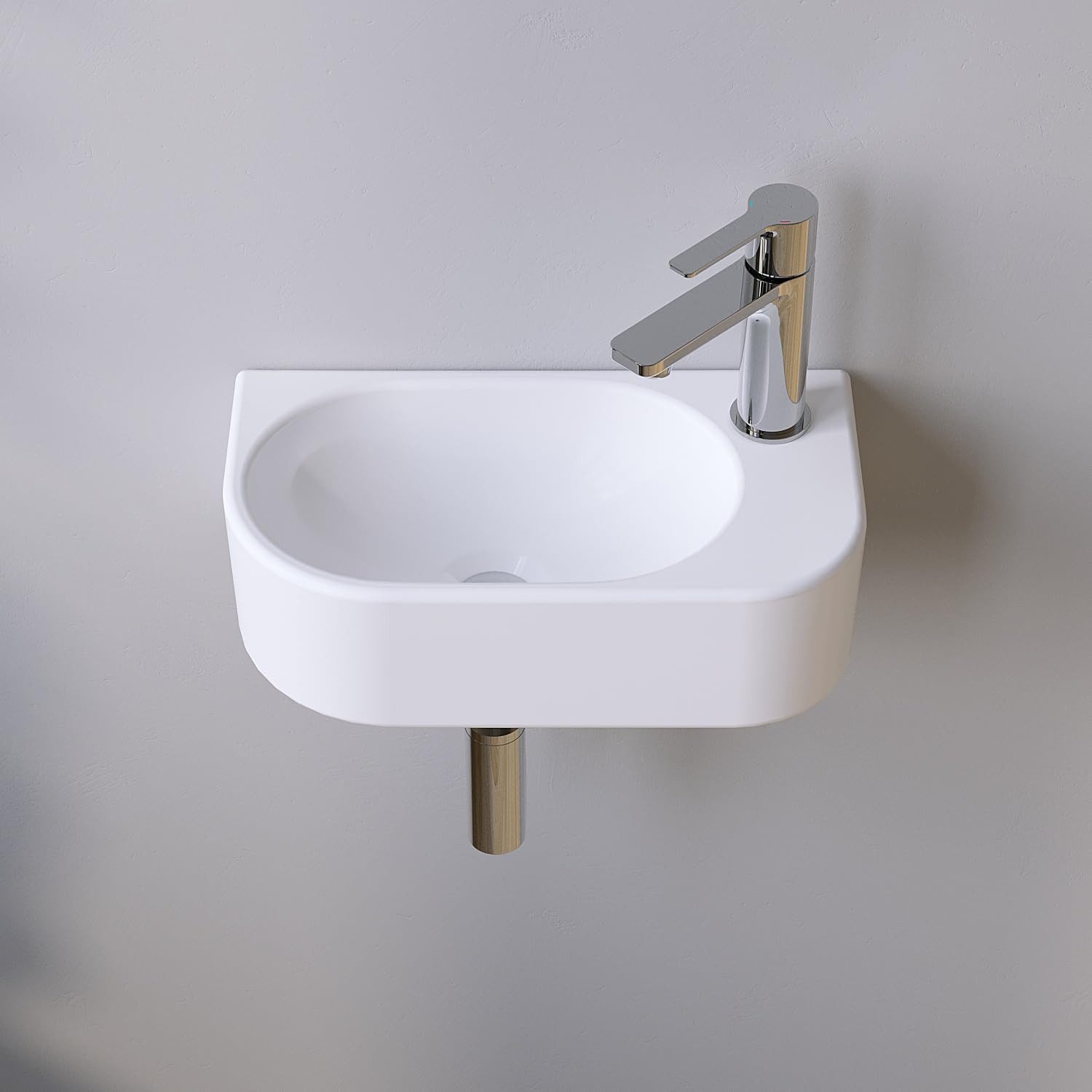 AQUALAVOS Waschbecken Mini Waschbecken 40x21 cm Pflegeleichte Oberfläche Ohne Überlauf, Einfache Montage platzsparend Ideal für Gäste-WC & Kleinbäder