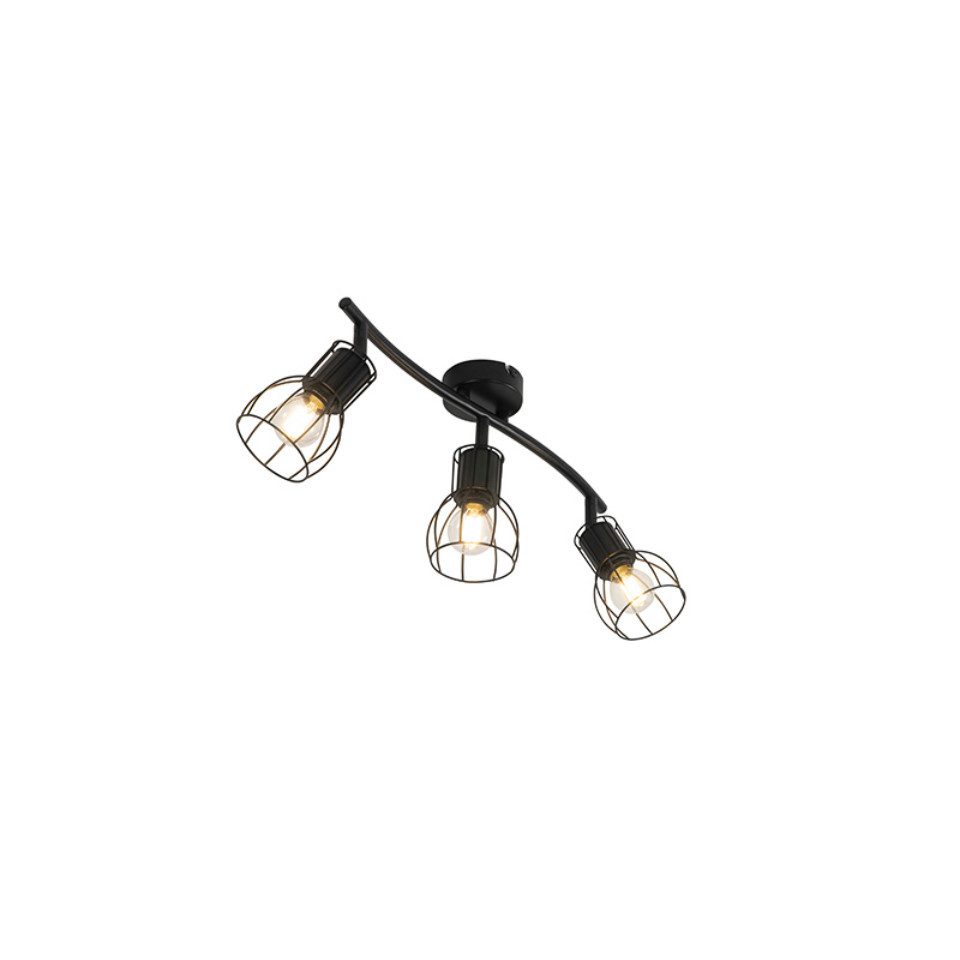 Qazqa LED Aufbaustrahler Botu, ohne Leuchtmittel, Warmweiß, QAZQA Aufbau­spot, e14, Schwarz, Stahl, Modern