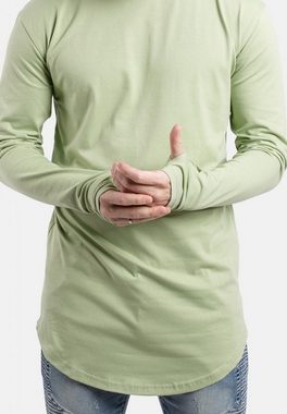 Blackskies T-Shirt Round Long Sleeve Longline T-Shirt Sage Green X-Large