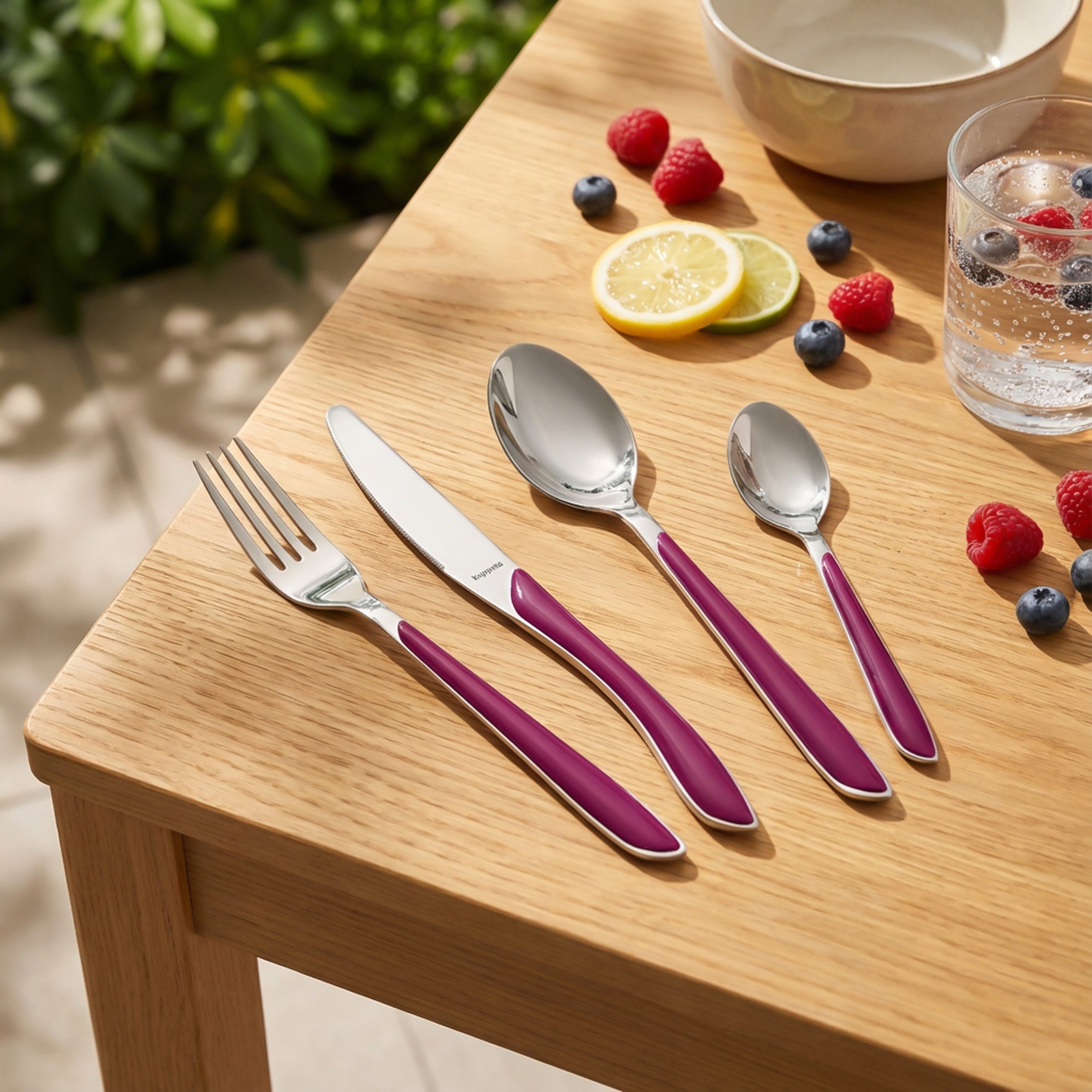 Kuppels Besteck-Set PRISMA (24-tlg), 6 Personen, 13/0 18/0 ABS, Griff Kunststoff, wildberry glänzend