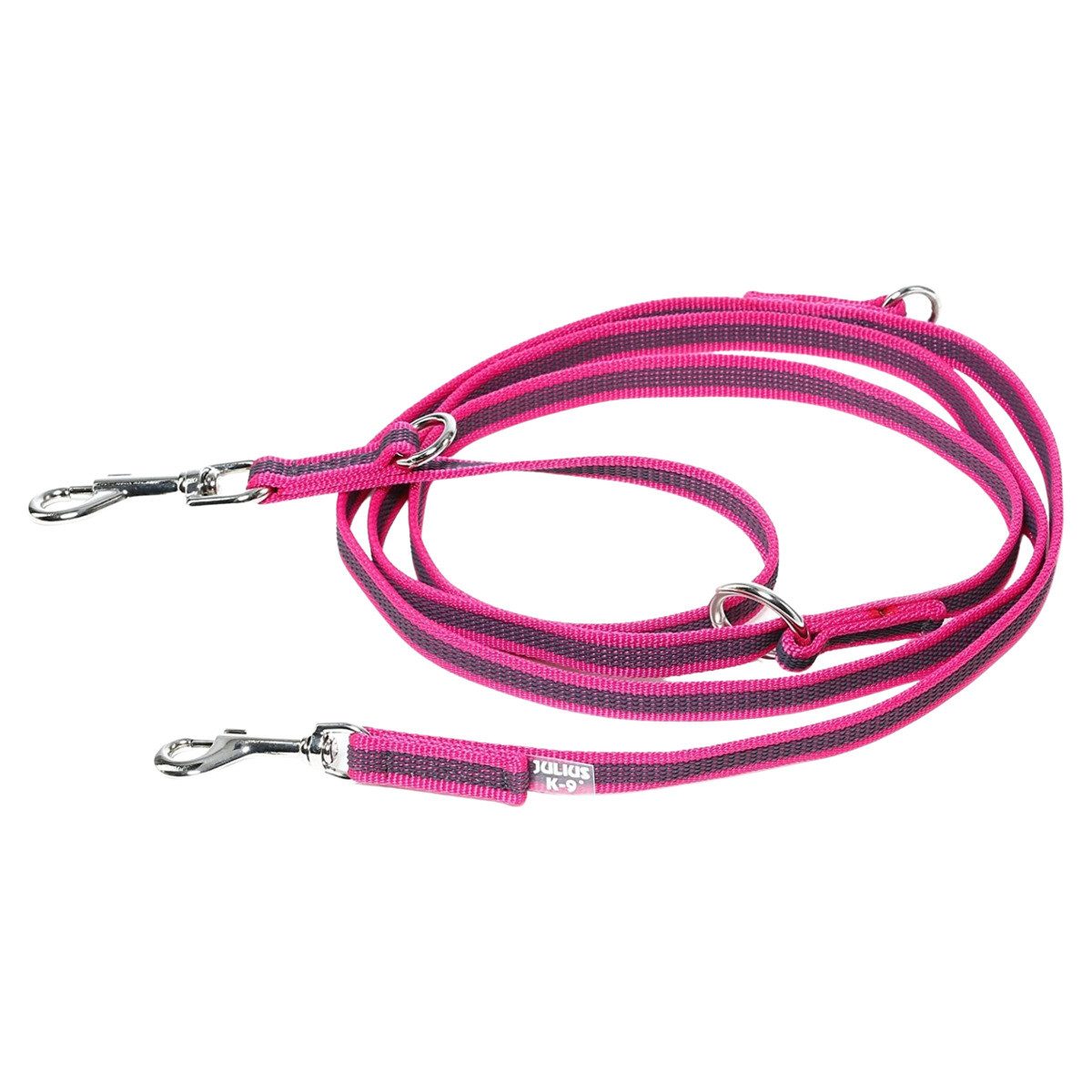 Julius-K9 Hundeleine Leine Super Grip, doppelt verstellbar, pink